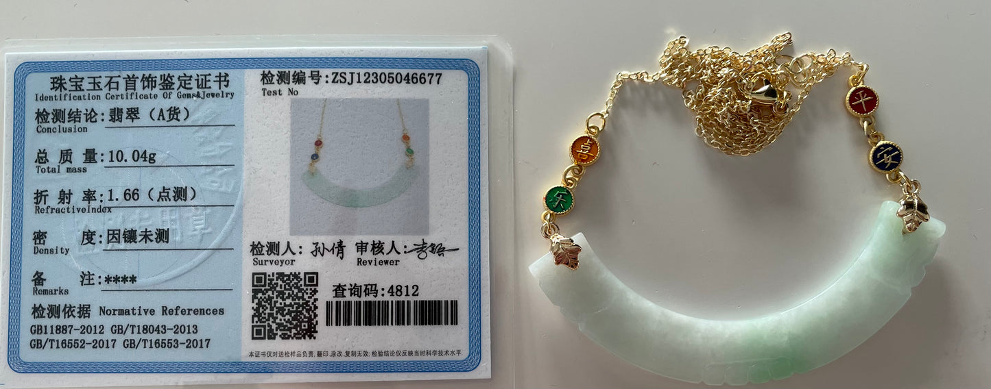 Green Jadeite, 100% Untreated Certified Genuine Type A Burmese Jadeite, Yuheng Jadeite Jade Pendant Necklace, Grade A Jadeite, Burma Jadeite