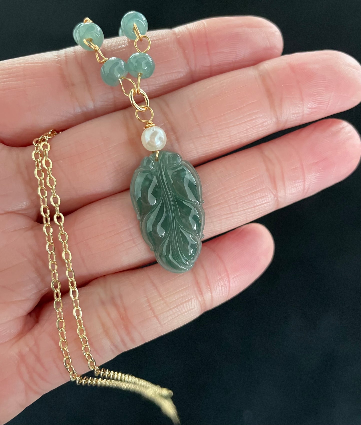 Icy Green Jadeite, 100% Untreated Certified Genuine Type A Guatemala Jadeite, Leaf Jadeite Jade Pendant Necklace, Grade A Jadeite, Guatemala Jadeite