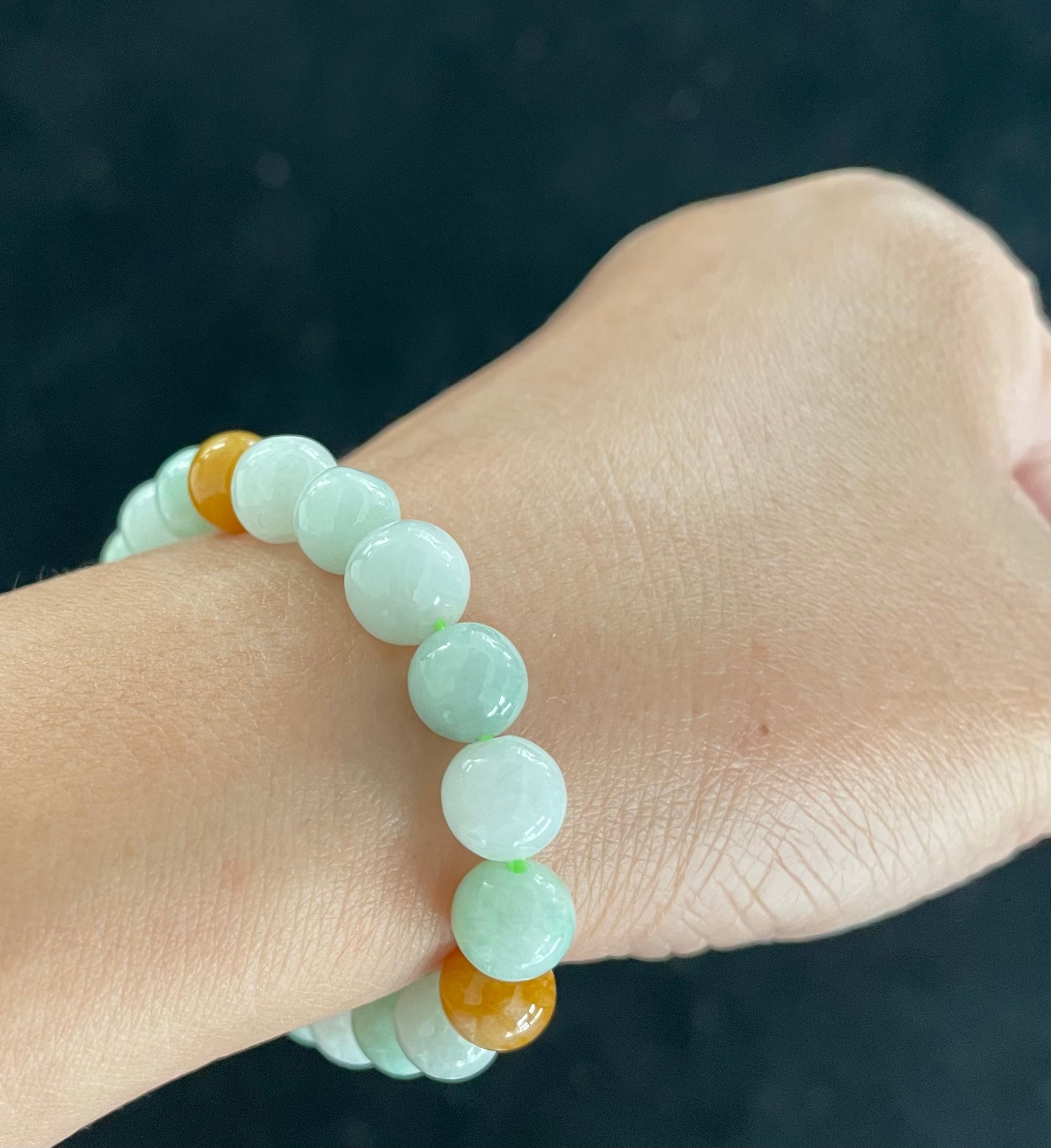 Cheapest Jade bead bracelet- Natural Type A Burma Fine Jadeite White & Green 17mm beads bracelet