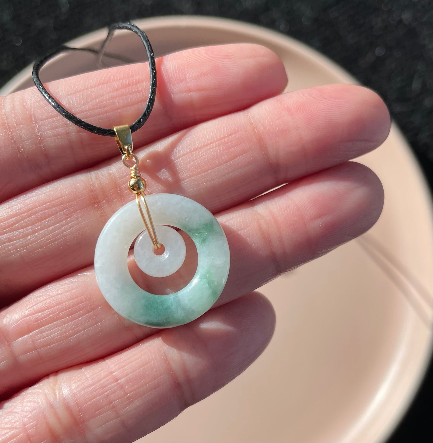 Jadeite Floating Green, 100% Untreated Certified Genuine Type A Burmese Jadeite, Child and Mother Ring Pendant Necklace Jadeite, Grade A Jadeite, Burma Jadeite