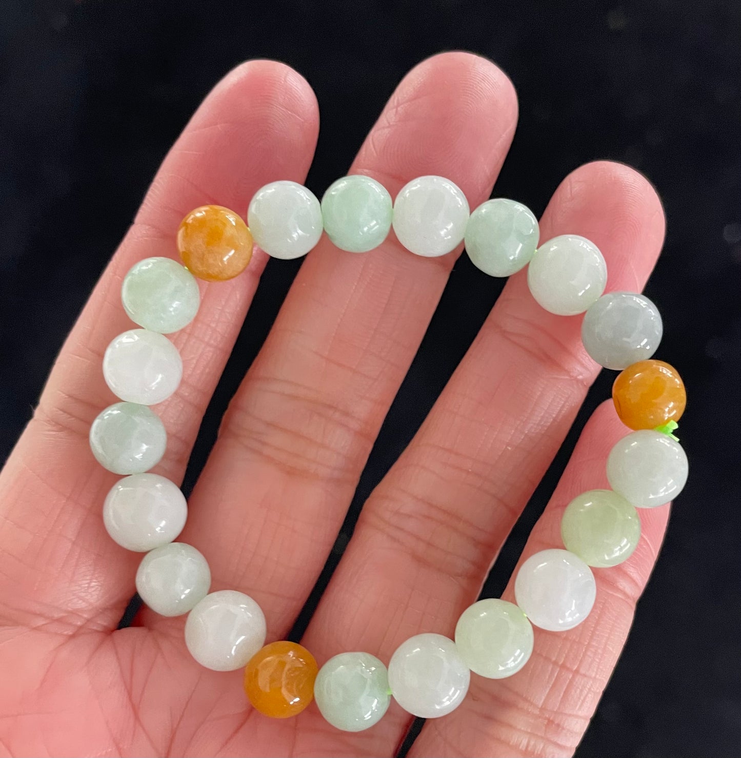 100% Untreated Certified Genuine Type A Burmese Jadeite, Round Jadeite Jade Beads Bracelet, Grade A Jadeite, Burma Jadeite