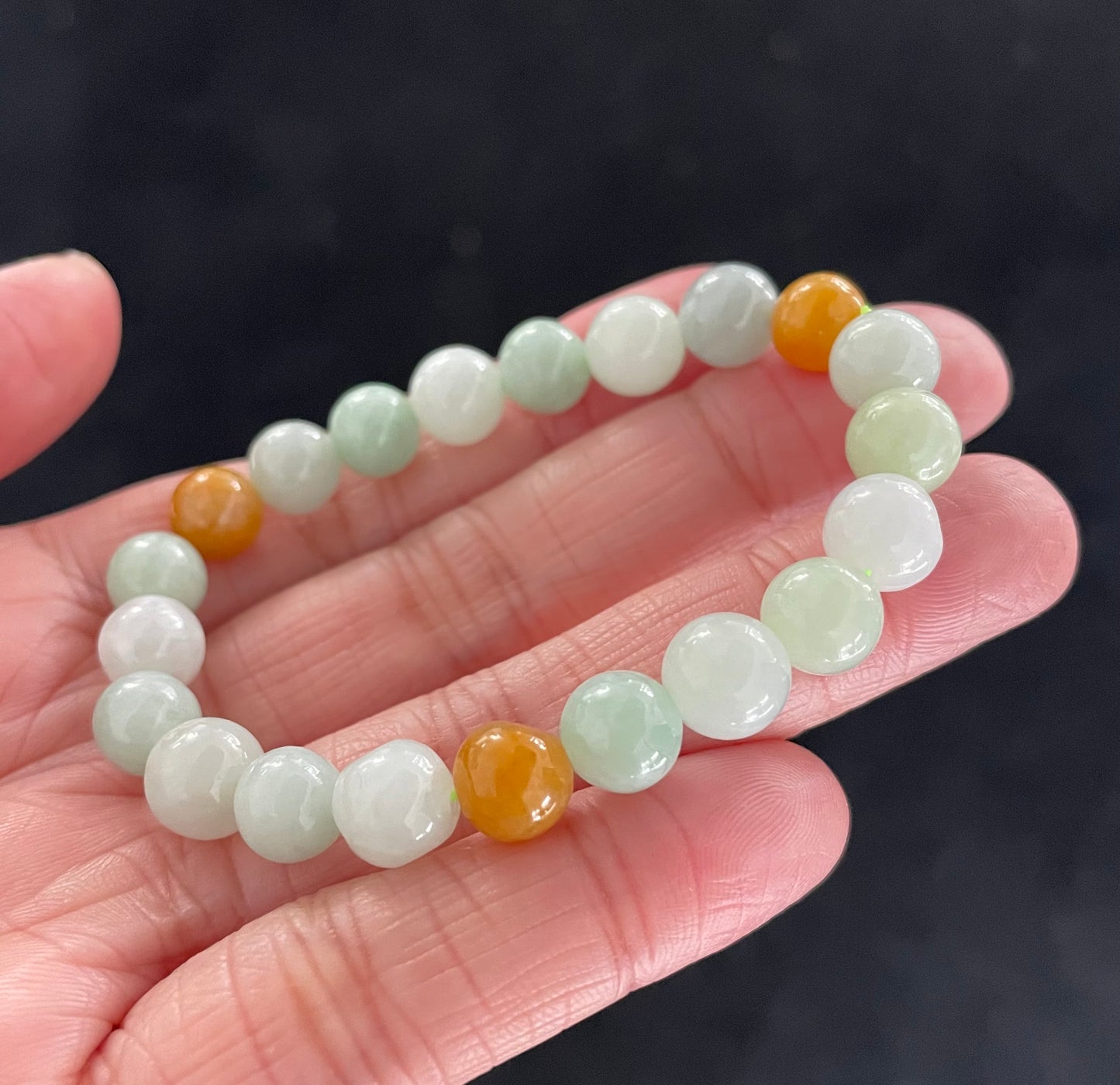 100% Untreated Certified Genuine Type A Burmese Jadeite, Round Jadeite Jade Beads Bracelet, Grade A Jadeite, Burma Jadeite
