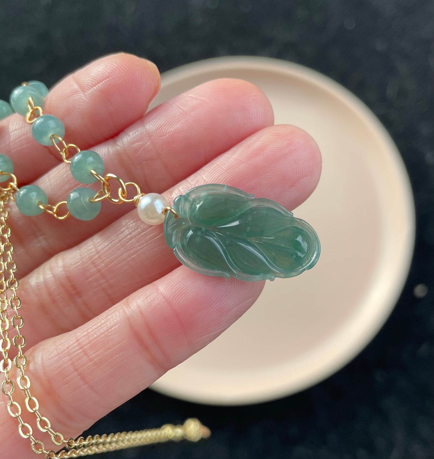 Icy Green Jadeite, 100% Untreated Certified Genuine Type A Guatemala Jadeite, Leaf Jadeite Jade Pendant Necklace, Grade A Jadeite, Guatemala Jadeite