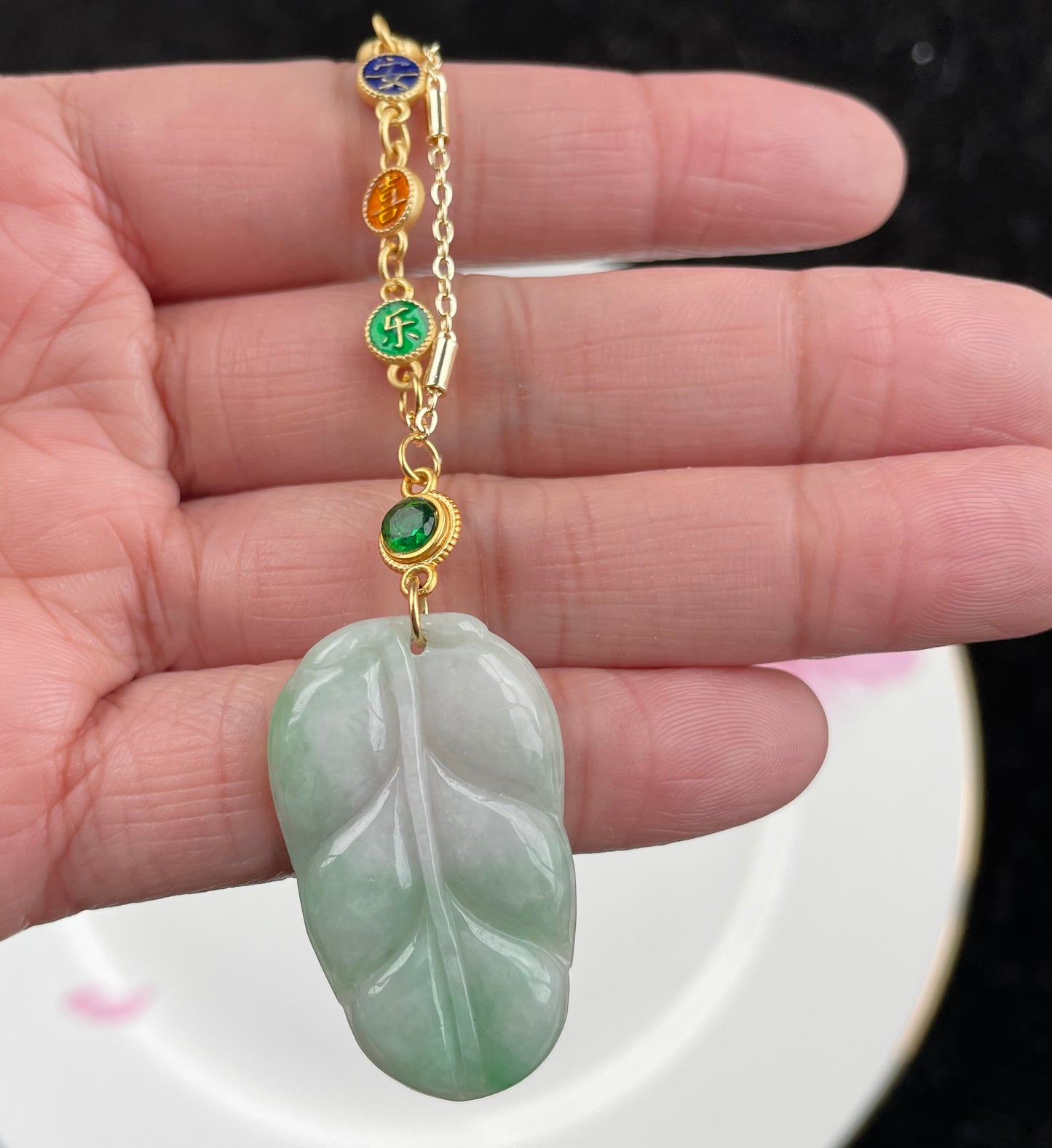 Green Jadeite, 100% Untreated Certified Genuine Type A Burmese Jadeite, Leaf Jadeite Jade Pendant Necklace, Grade A Jadeite, Burma Jadeite