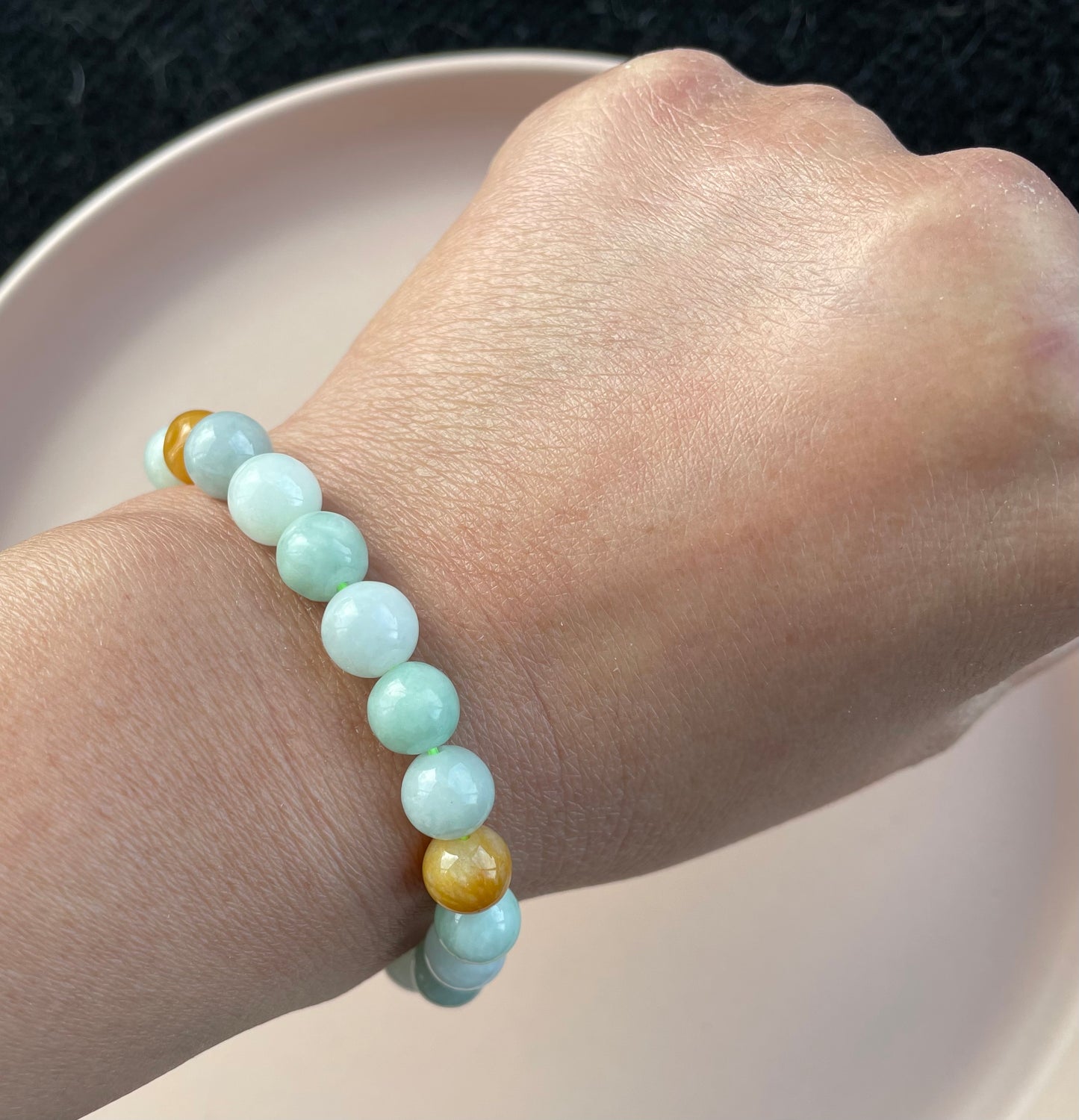 100% Untreated Certified Genuine Type A Burmese Jadeite, Round Jadeite Jade Beads Bracelet, Grade A Jadeite, Burma Jadeite