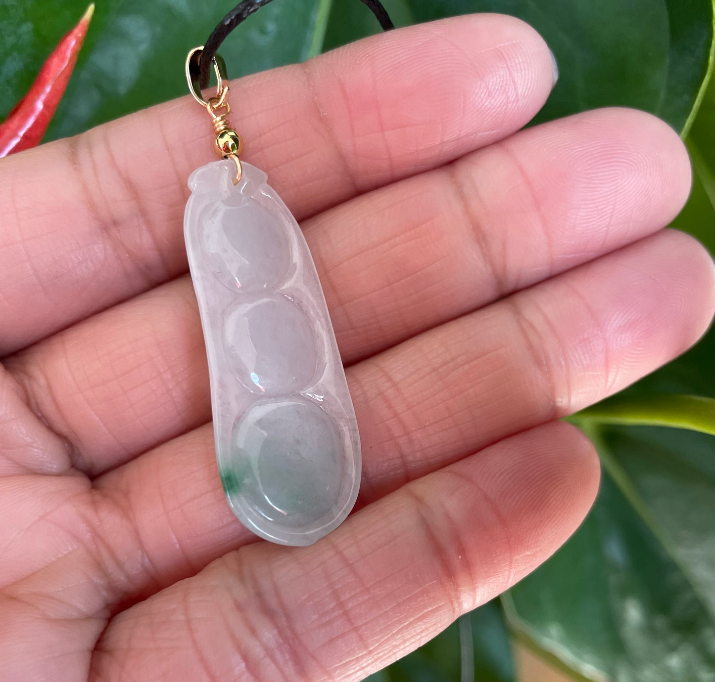 Milky Jadeite Floating Green, 100% Untreated Certified Genuine Type A Burmese Jadeite, Lucky Bean Jadeite Jade Pendant Necklace, Grade A Jadeite, Burma Jadeite