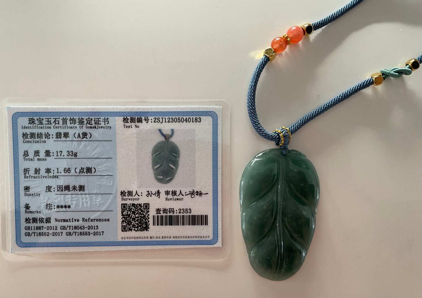 Blue-green Jadeite, 100% Untreated Certified Genuine Type A Guatemala Jadeite, Leaf Jadeite Jade Pendant Necklace, Grade A Jadeite, Guatemala Jadeite