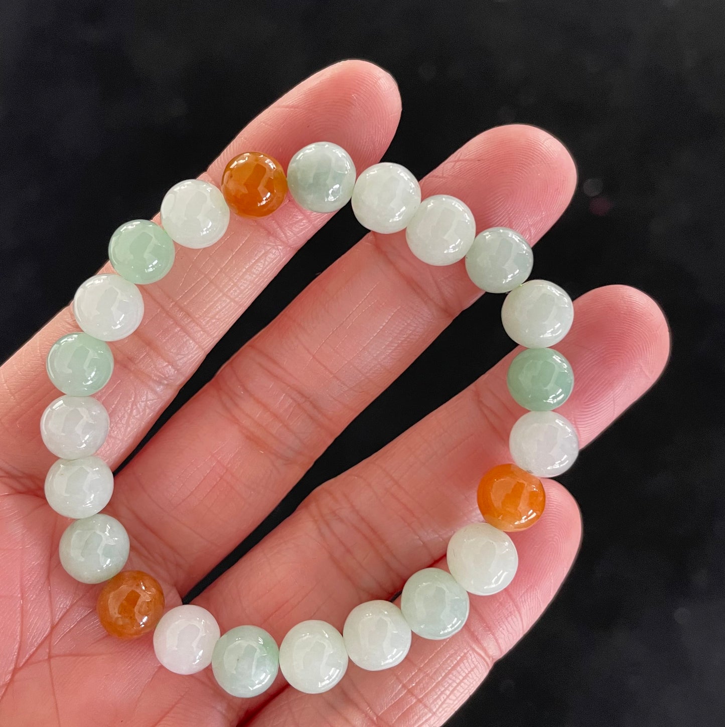 100% Untreated Certified Genuine Type A Burmese Jadeite, Round Jadeite Jade Beads Bracelet, Grade A Jadeite, Burma Jadeite