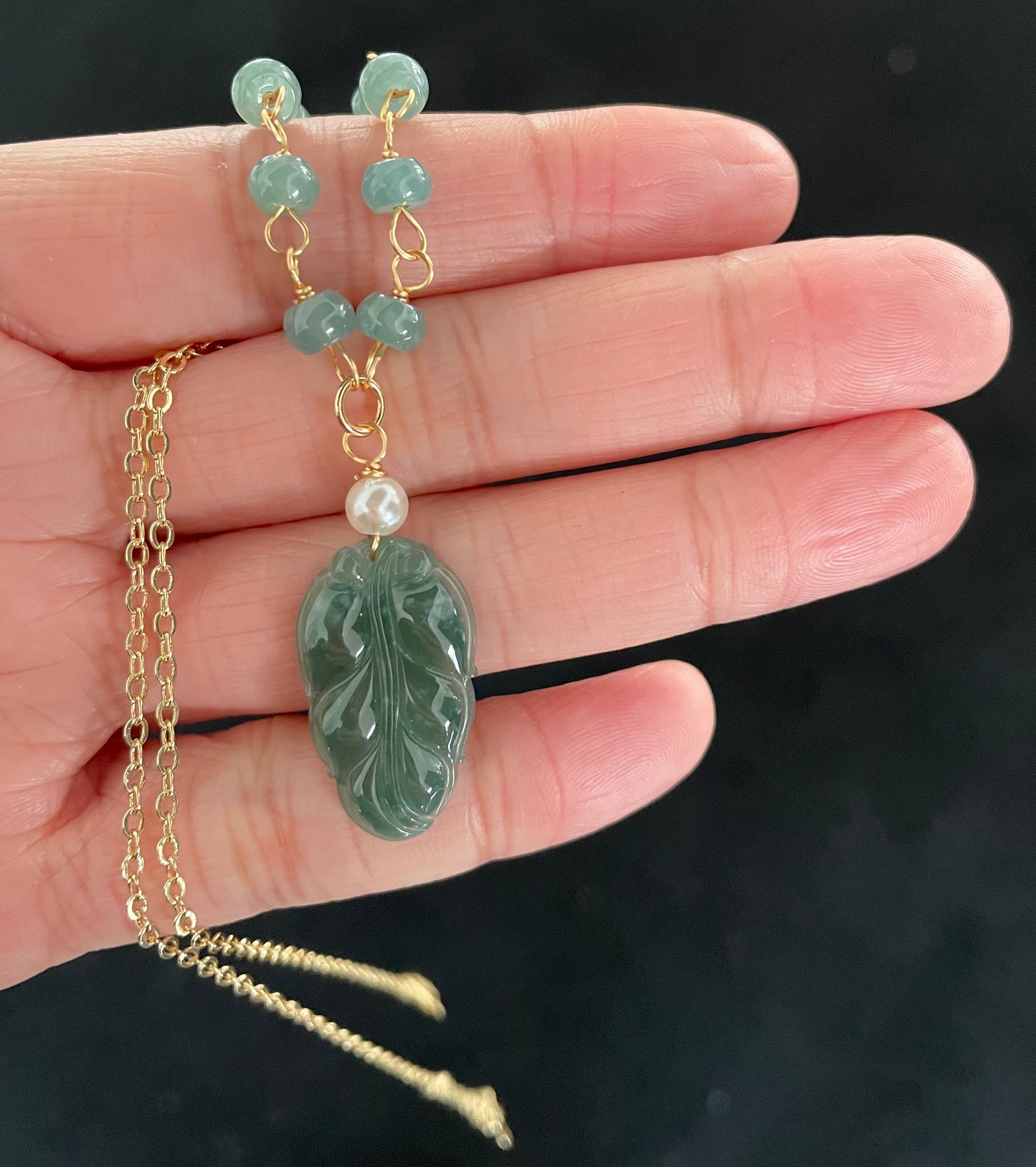Icy Green Jadeite, 100% Untreated Certified Genuine Type A Guatemala Jadeite, Leaf Jadeite Jade Pendant Necklace, Grade A Jadeite, Guatemala Jadeite