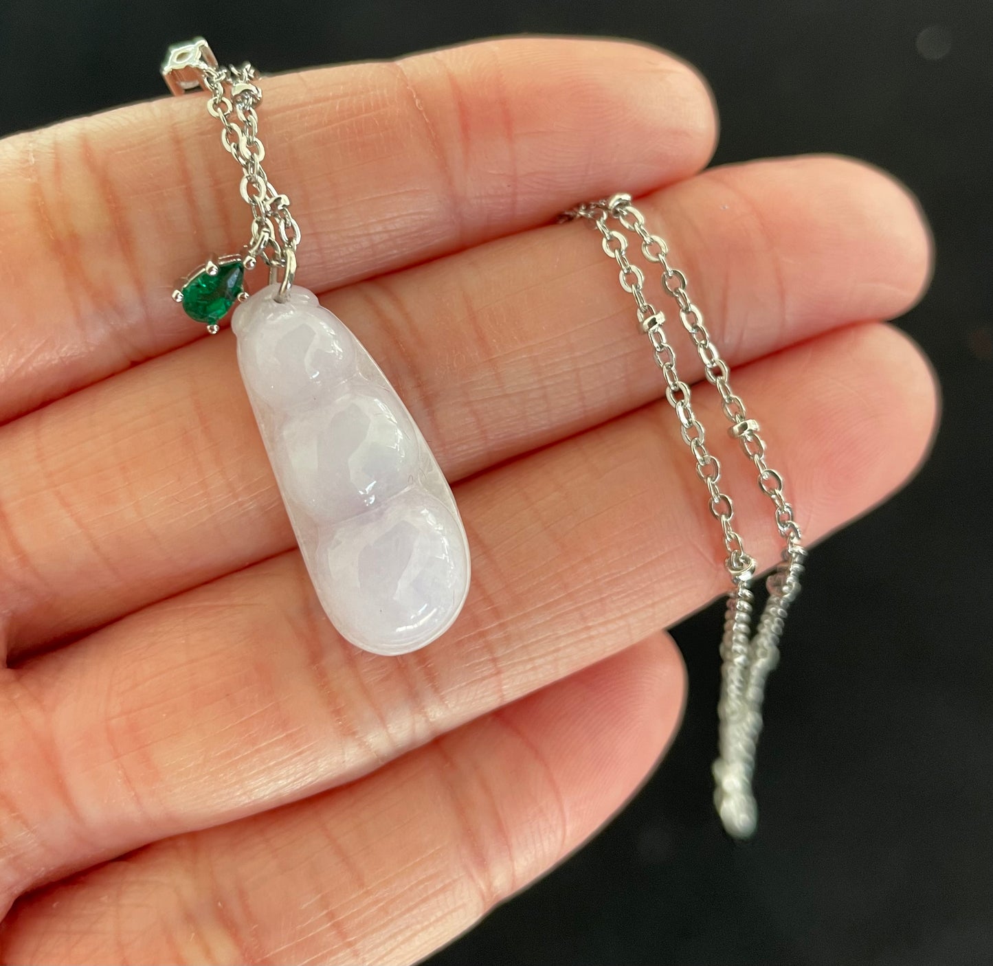 Light Purple Jadeite, 100% Untreated Certified Genuine Type A Burmese Jadeite, Lucky Bean Jadeite Jade Pendant Necklace, Grade A Jadeite, Burma Jadeite