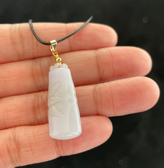 Light Lavender Jadeite, 100% Untreated Certified Genuine Type A Burmese Jadeite, Bamboo Jadeite Jade Pendant Necklace, Grade A Jadeite, Burma Jadeite