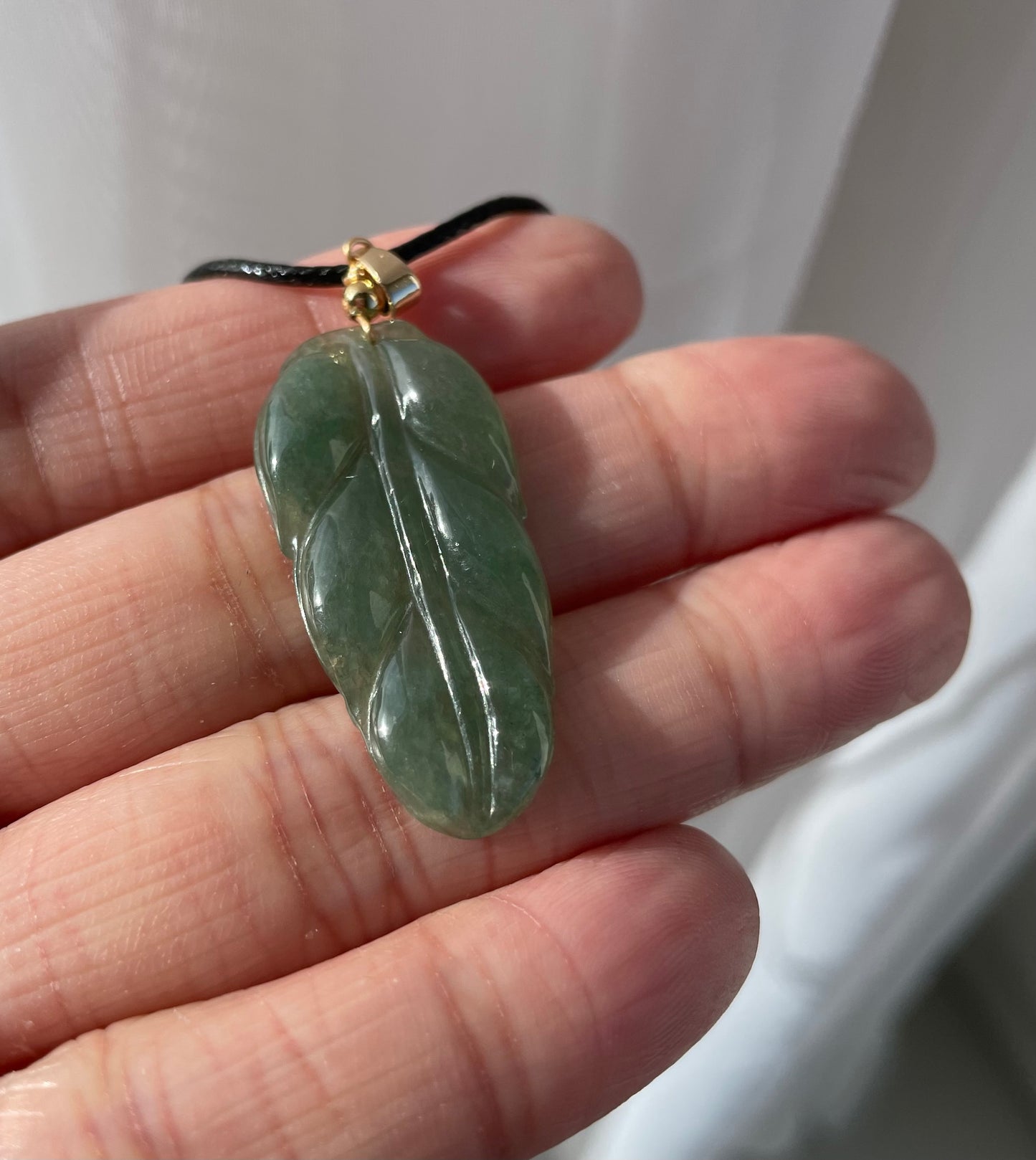 Icy Green Jadeite, 100% Untreated Certified Genuine Type A Burmese Jadeite, Leaf Jadeite Jade Pendant Necklace, Grade A Jadeite, Burma Jadeite