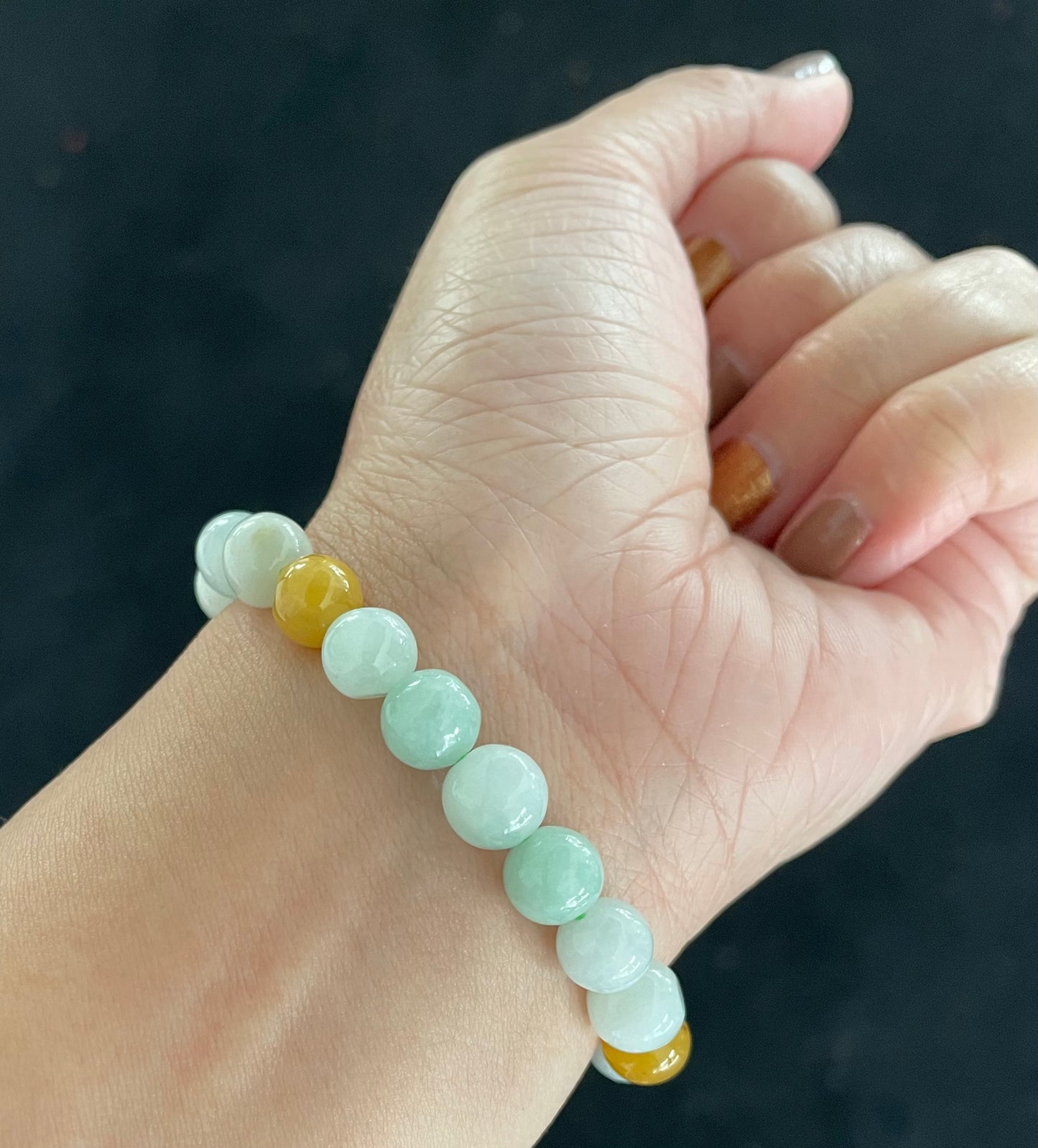 100% Untreated Certified Genuine Type A Burmese Jadeite, Round Jadeite Jade Beads Bracelet, Grade A Jadeite, Burma Jadeite