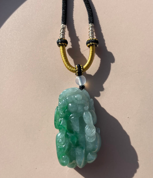 Icy Green Jadeite, 100% Untreated Certified Genuine Type A Burmese Jadeite, Pixiu Jadeite Jade Pendant Necklace, Grade A Jadeite, Burma Jadeite