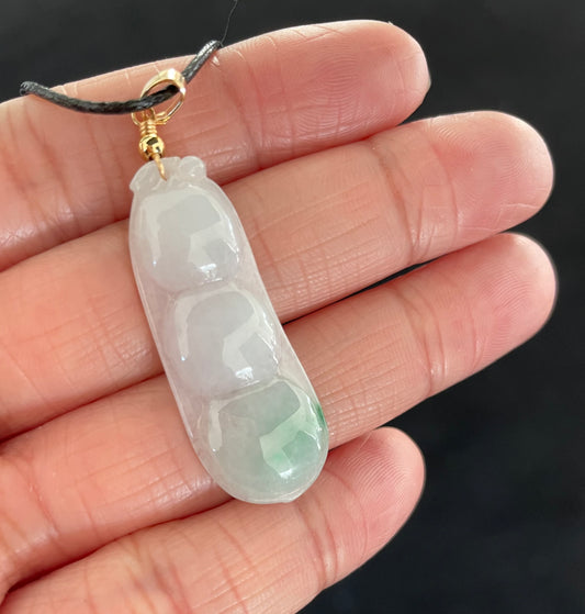 Milky Jadeite Floating Green, 100% Untreated Certified Genuine Type A Burmese Jadeite, Lucky Bean Jadeite Jade Pendant Necklace, Grade A Jadeite, Burma Jadeite