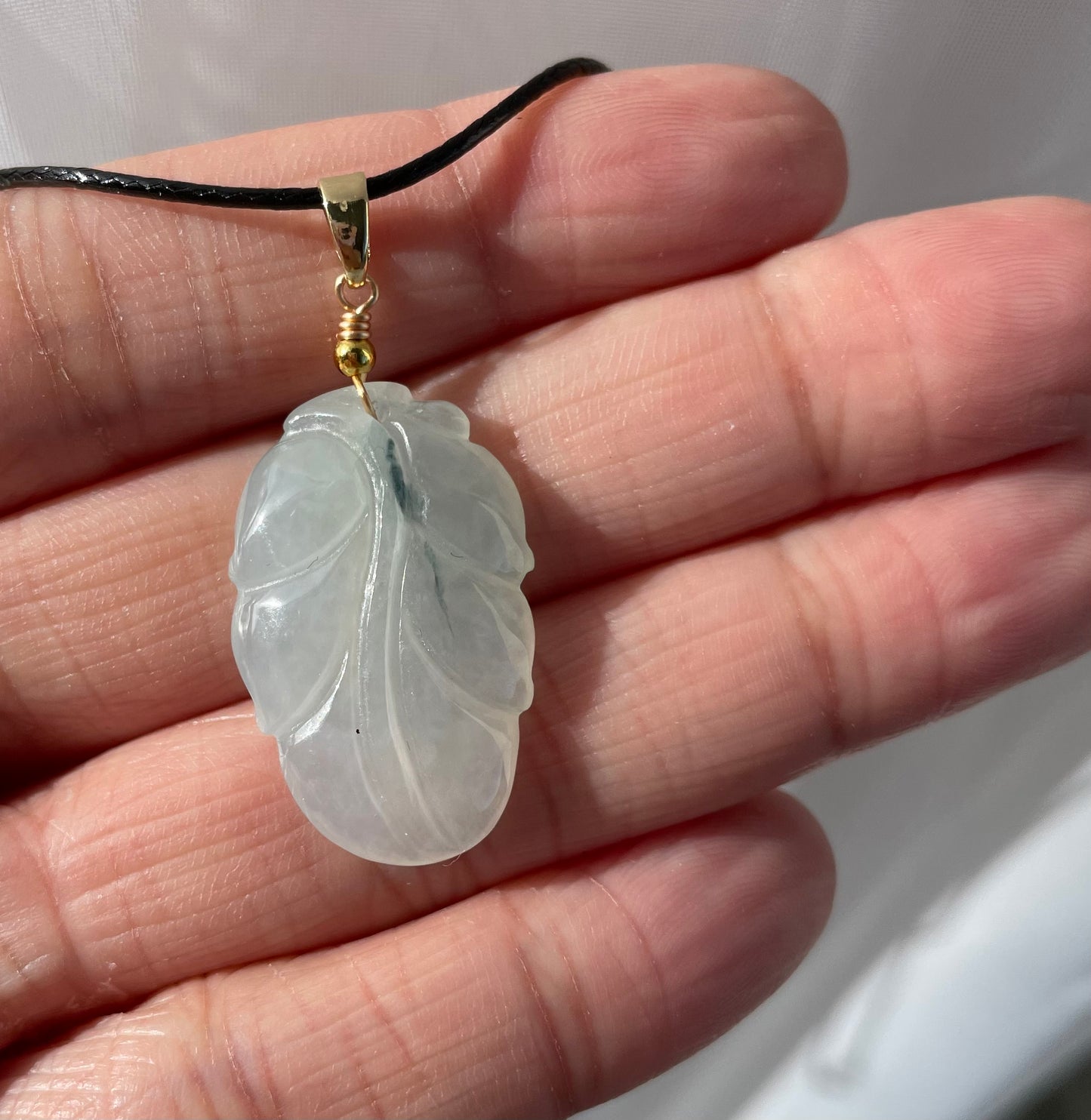 Icy Jadeite Floating Green, 100% Untreated Certified Genuine Type A Burmese Jadeite, Leaf Jadeite Jade Pendant Necklace, Grade A Jadeite, Burma Jadeite