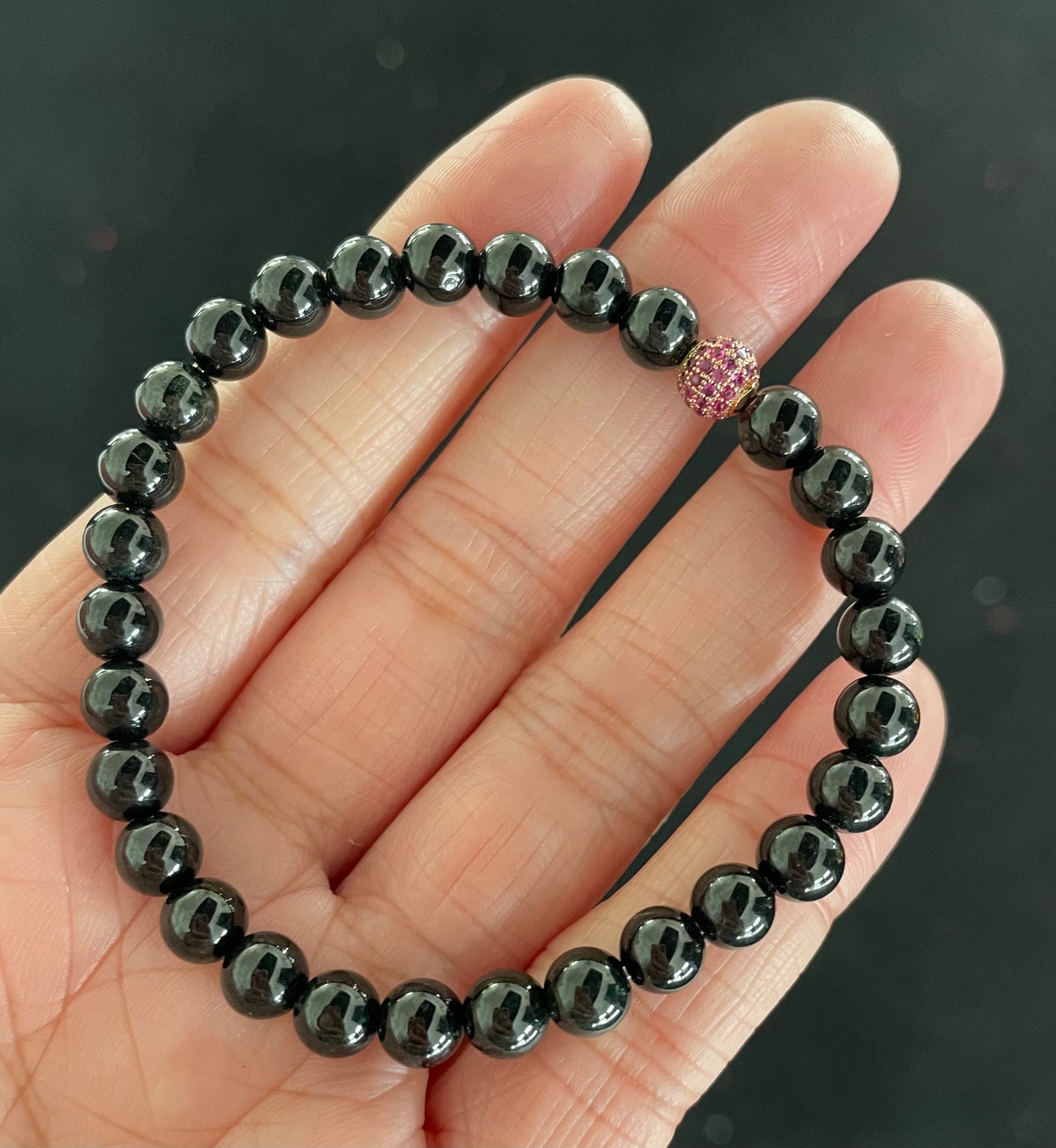 Black Jadeite, 100% Untreated Certified Genuine Type A Burmese Jadeite, Round Jadeite Jade Beads Bracelet, Grade A Jadeite, Burma Jadeite