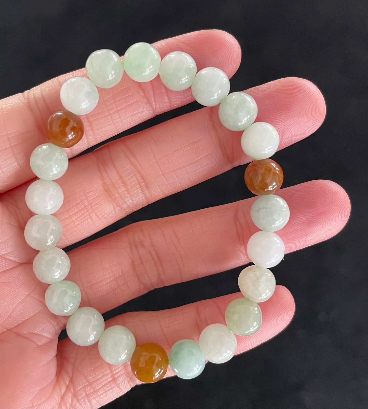 100% Untreated Certified Genuine Type A Burmese Jadeite, Round Jadeite Jade Beads Bracelet, Grade A Jadeite, Burma Jadeite