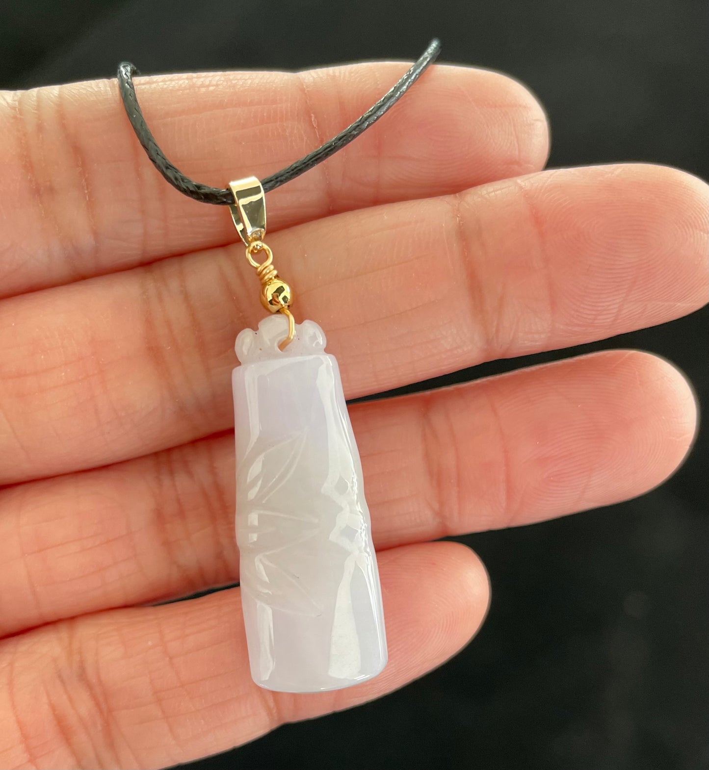 Light Lavender Jadeite, 100% Untreated Certified Genuine Type A Burmese Jadeite, Bamboo Jadeite Jade Pendant Necklace, Grade A Jadeite, Burma Jadeite