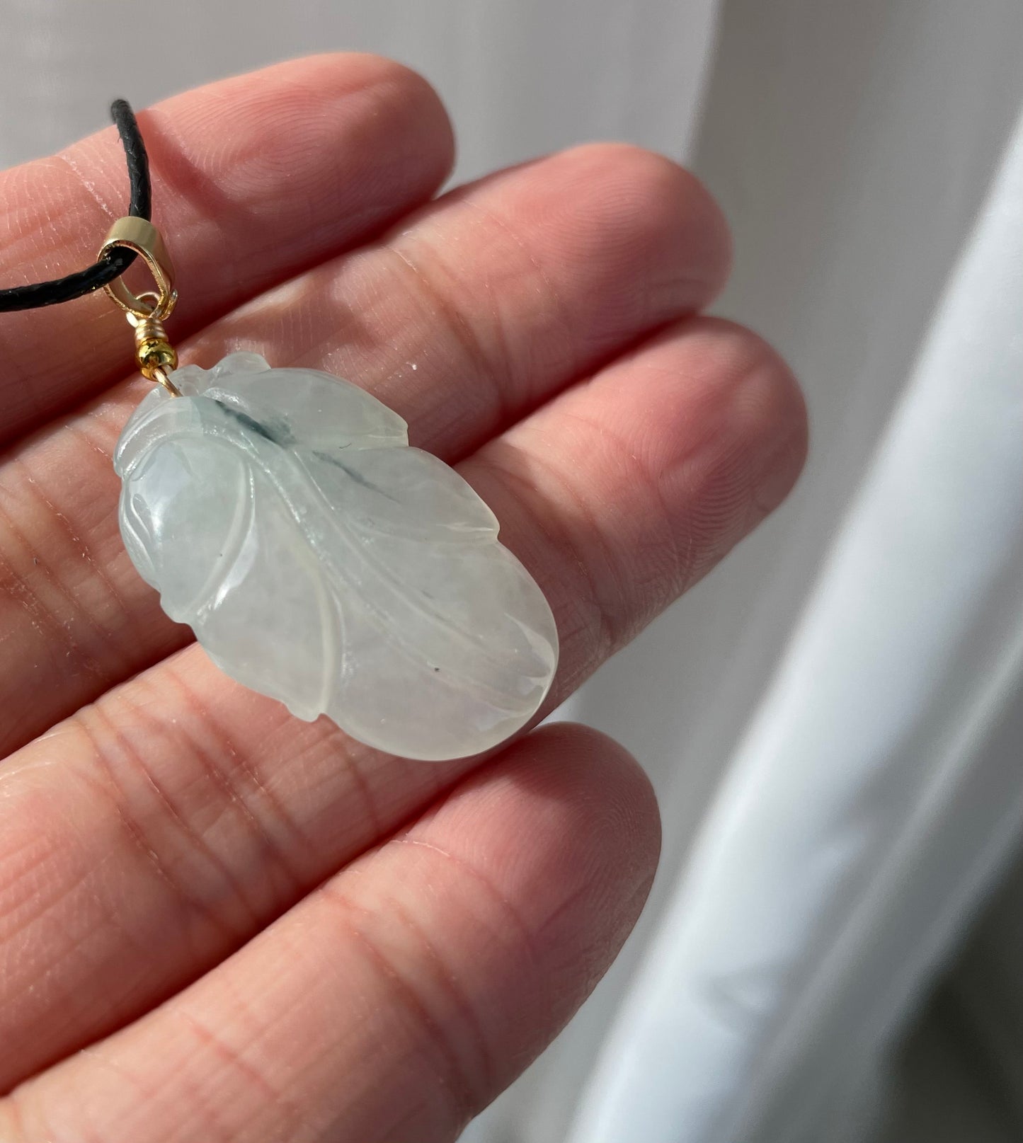 Icy Jadeite Floating Green, 100% Untreated Certified Genuine Type A Burmese Jadeite, Leaf Jadeite Jade Pendant Necklace, Grade A Jadeite, Burma Jadeite