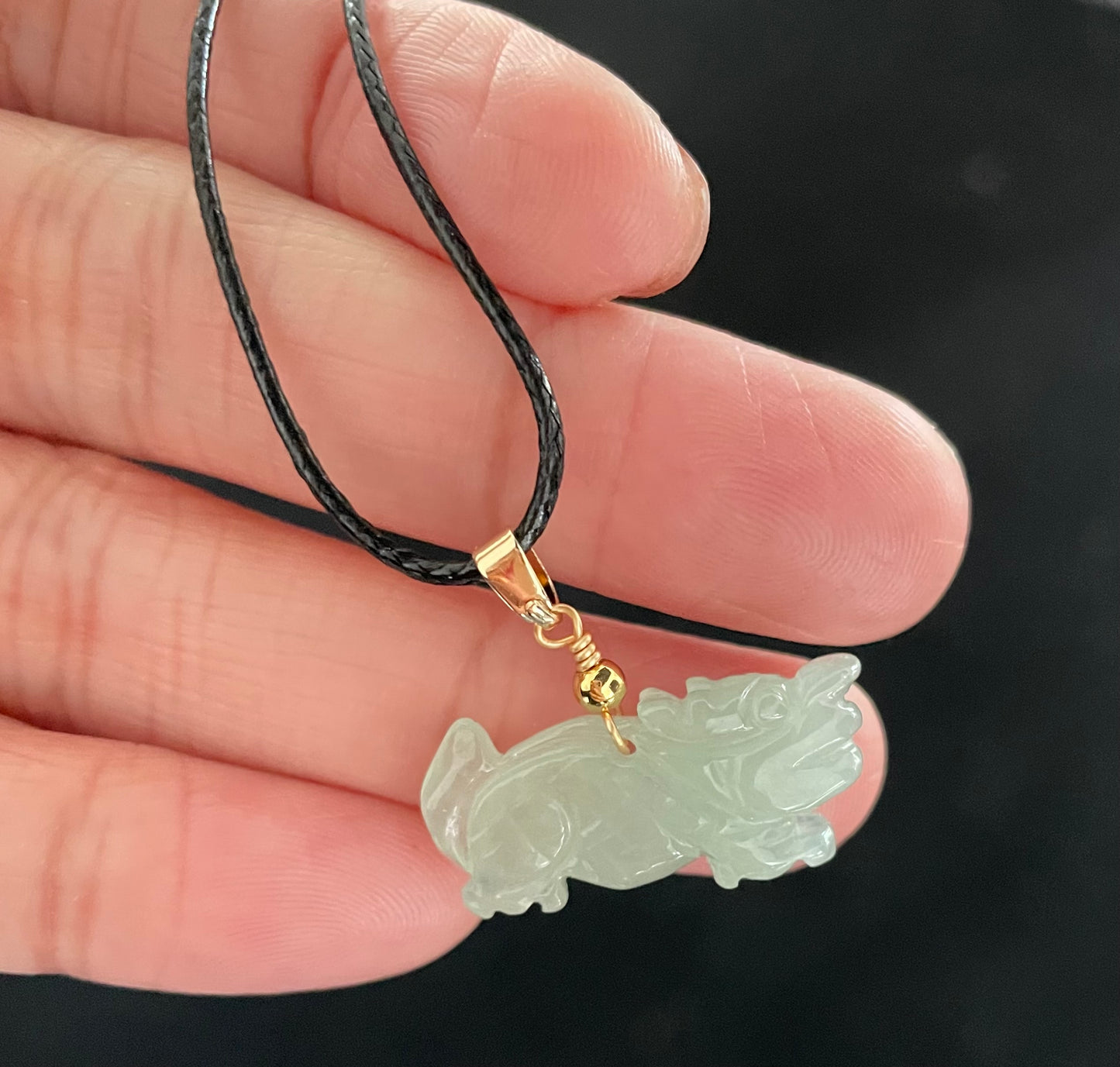 Icy Green Jadeite, 100% Untreated Certified Genuine Type A Burmese Jadeite, Qilin Jadeite Jade Pendant Necklace, Grade A Jadeite, Burma Jadeite