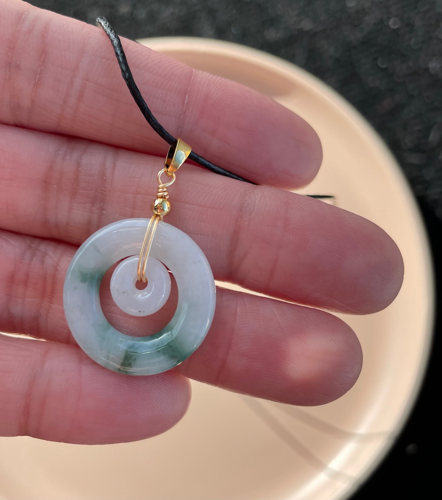 Jadeite Floating Green, 100% Untreated Certified Genuine Type A Burmese Jadeite, Child and Mother Ring Pendant Necklace Jadeite, Grade A Jadeite, Burma Jadeite