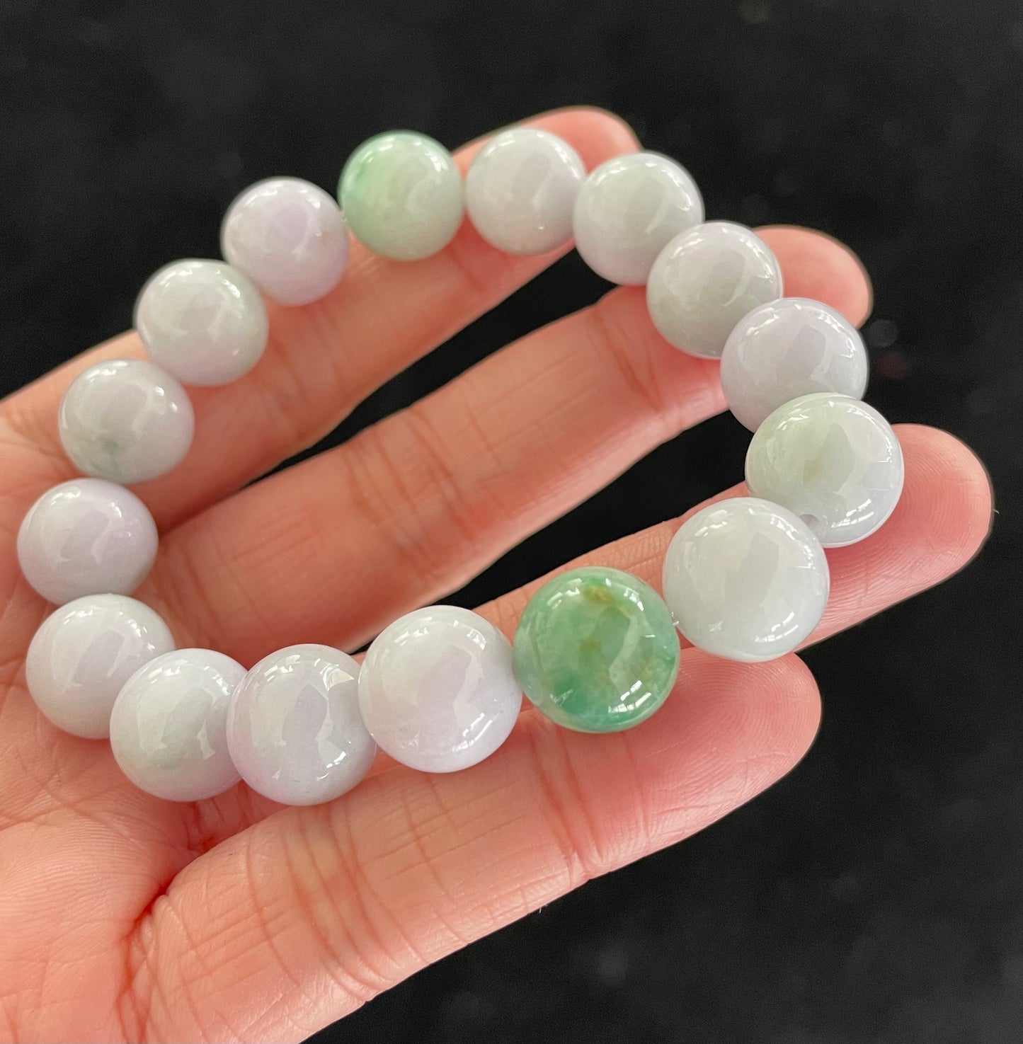 100% Untreated Certified Genuine Type A Burmese Jadeite, Round Jadeite Jade Beads Bracelet, Grade A Jadeite, Burma Jadeite