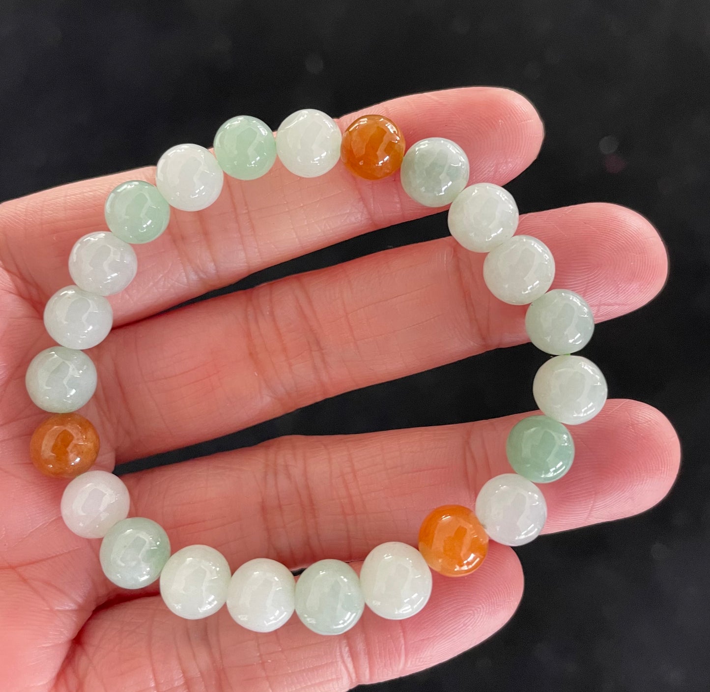 100% Untreated Certified Genuine Type A Burmese Jadeite, Round Jadeite Jade Beads Bracelet, Grade A Jadeite, Burma Jadeite