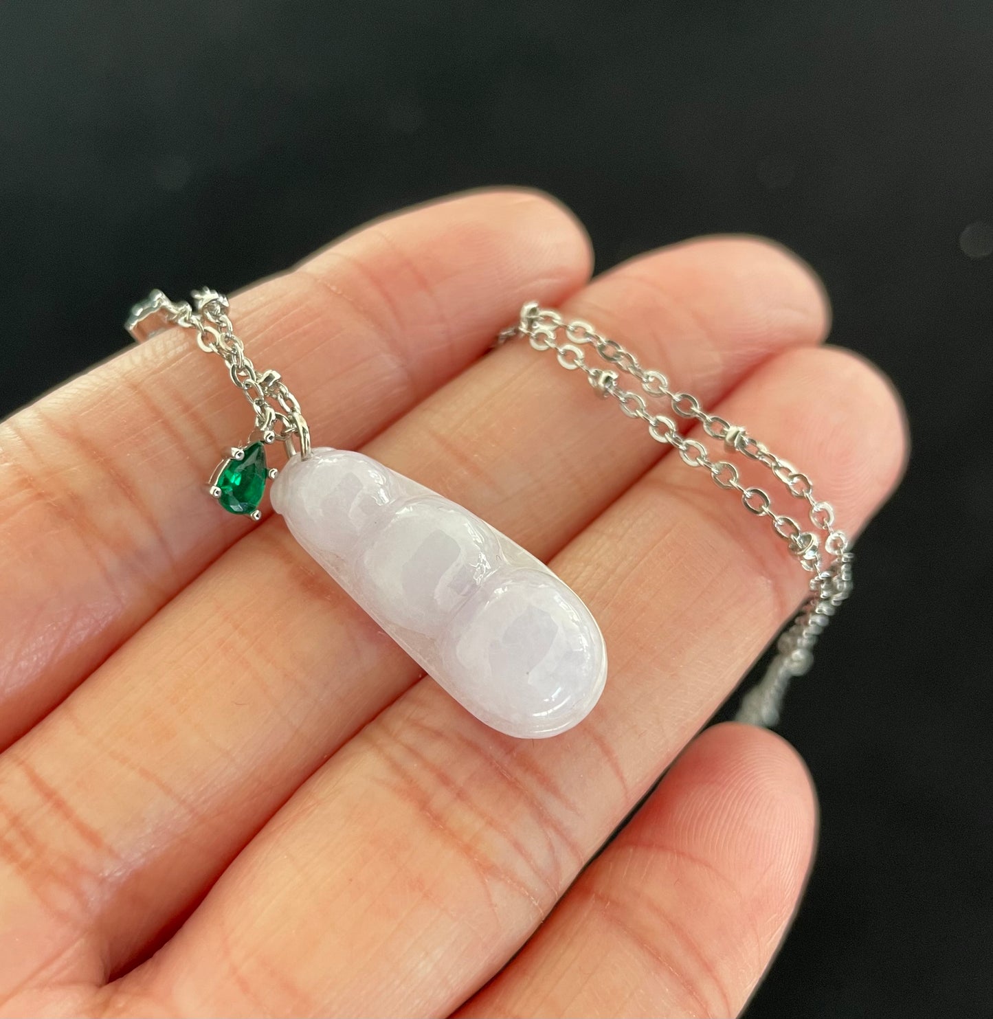 Light Purple Jadeite, 100% Untreated Certified Genuine Type A Burmese Jadeite, Lucky Bean Jadeite Jade Pendant Necklace, Grade A Jadeite, Burma Jadeite