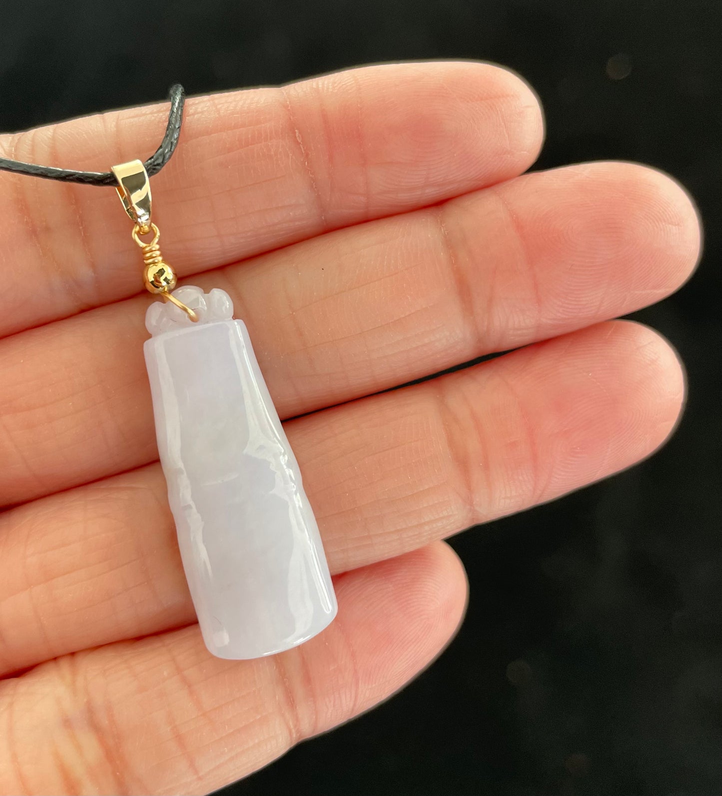 Light Lavender Jadeite, 100% Untreated Certified Genuine Type A Burmese Jadeite, Bamboo Jadeite Jade Pendant Necklace, Grade A Jadeite, Burma Jadeite