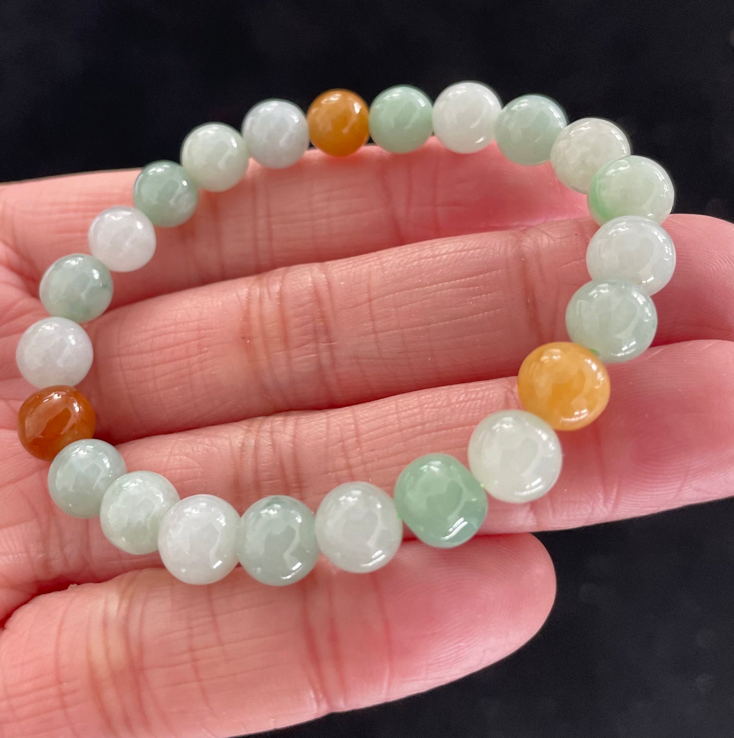 100% Untreated Certified Genuine Type A Burmese Jadeite, Round Jadeite Jade Beads Bracelet, Grade A Jadeite, Burma Jadeite