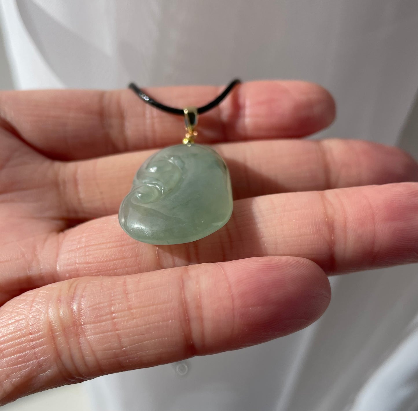 Icy Green Jadeite, 100% Untreated Certified Genuine Type A Burmese Jadeite, Ruyi Jadeite Jade Pendant Necklace, Grade A Jadeite, Burma Jadeite