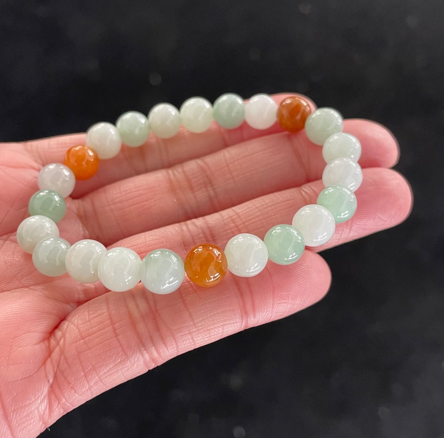 100% Untreated Certified Genuine Type A Burmese Jadeite, Round Jadeite Jade Beads Bracelet, Grade A Jadeite, Burma Jadeite