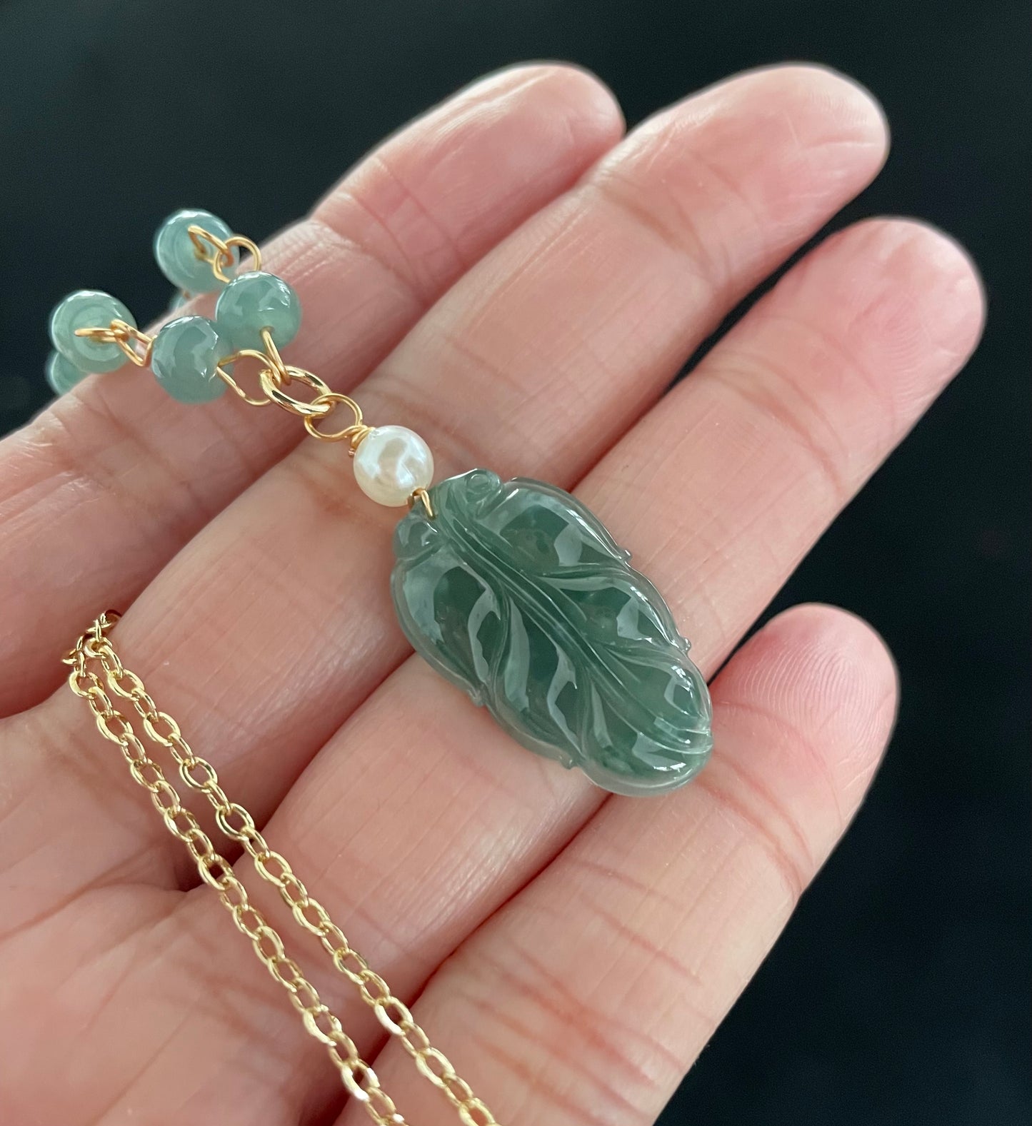 Icy Green Jadeite, 100% Untreated Certified Genuine Type A Guatemala Jadeite, Leaf Jadeite Jade Pendant Necklace, Grade A Jadeite, Guatemala Jadeite