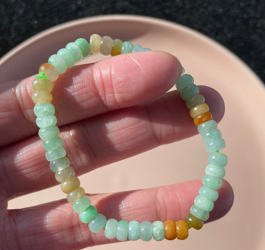 Icy Jadeite, 100% Untreated Certified Genuine Type A Burmese Jadeite, Abacus Jadeite Jade Beads Bracelet, Grade A Jadeite, Burma Jadeite