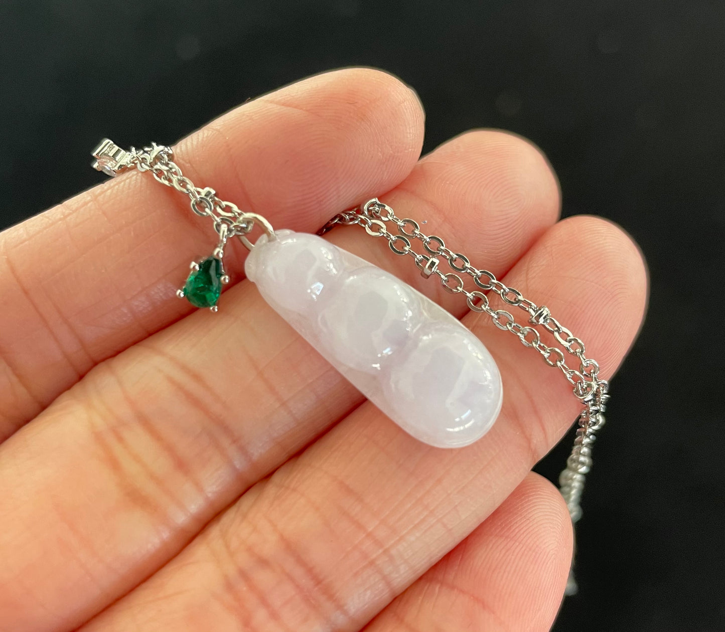 Light Purple Jadeite, 100% Untreated Certified Genuine Type A Burmese Jadeite, Lucky Bean Jadeite Jade Pendant Necklace, Grade A Jadeite, Burma Jadeite