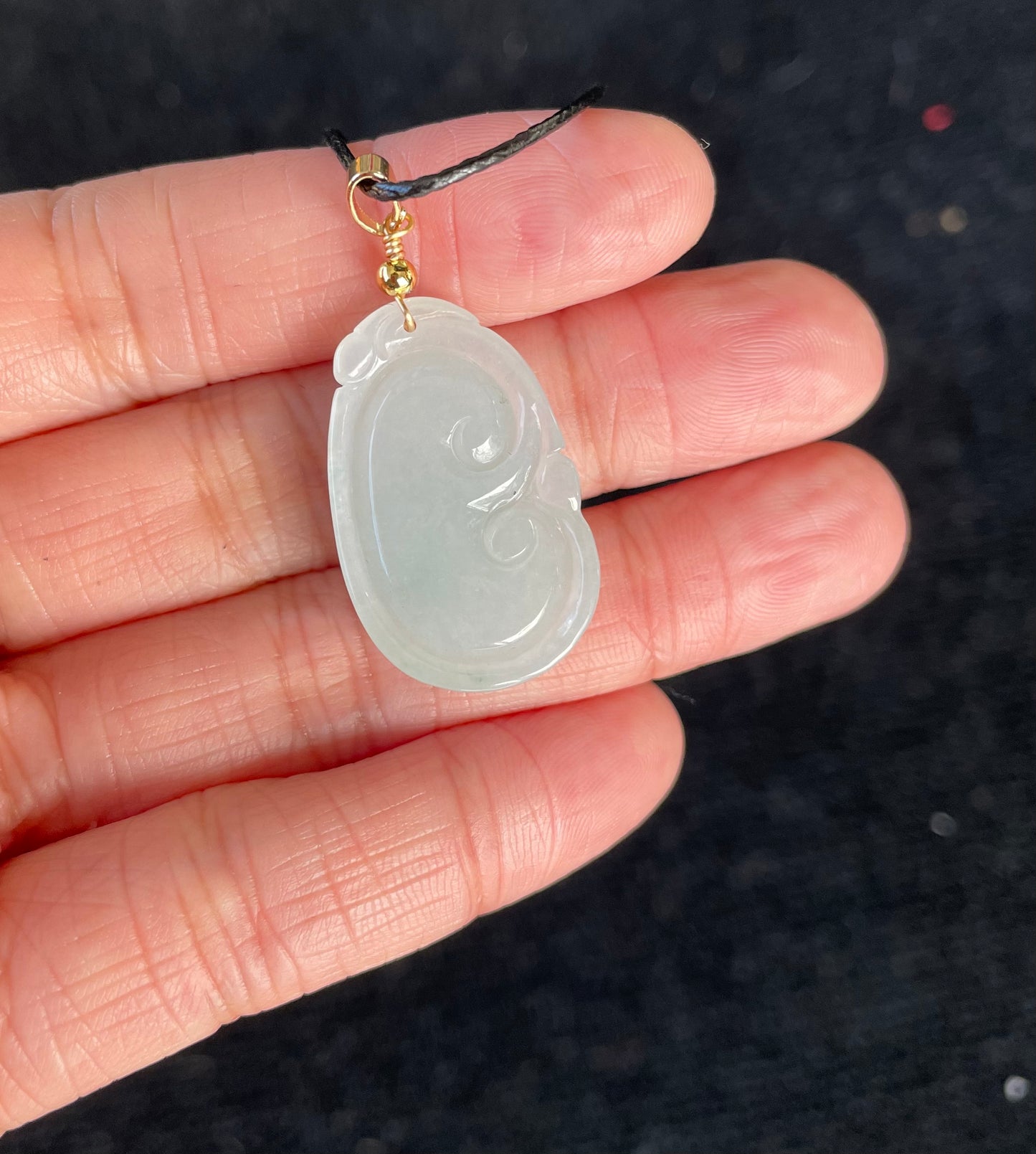 Icy Jadeite Floating Green, 100% Untreated Certified Genuine Type A Burmese Jadeite, Ruyi Jadeite Jade Pendant Necklace, Grade A Jadeite, Burma Jadeite