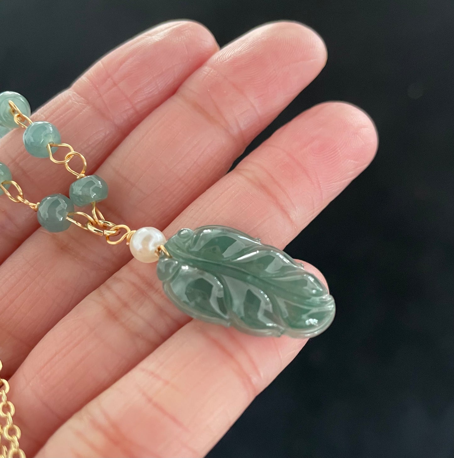 Icy Green Jadeite, 100% Untreated Certified Genuine Type A Guatemala Jadeite, Leaf Jadeite Jade Pendant Necklace, Grade A Jadeite, Guatemala Jadeite