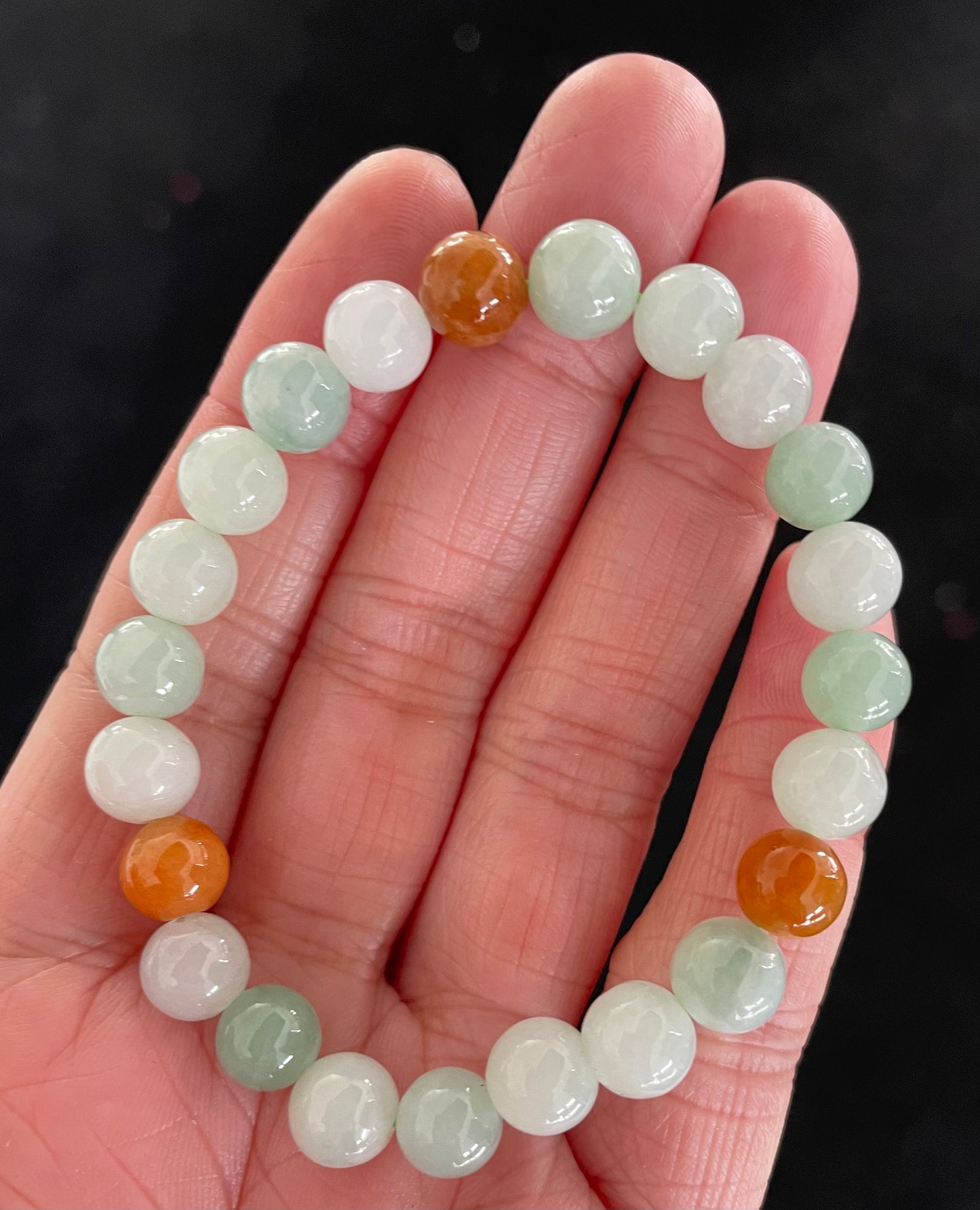 100% Untreated Certified Genuine Type A Burmese Jadeite, Round Jadeite Jade Beads Bracelet, Grade A Jadeite, Burma Jadeite