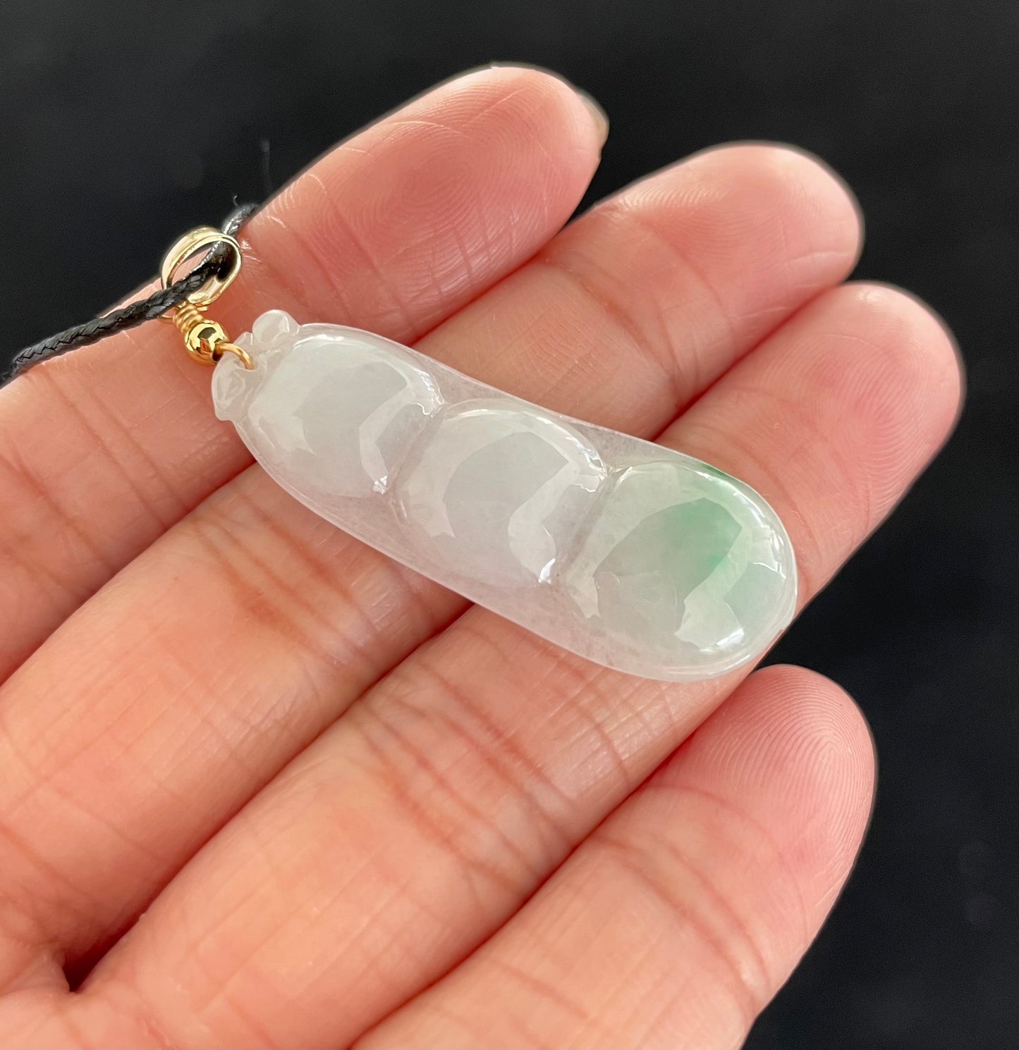Milky Jadeite Floating Green, 100% Untreated Certified Genuine Type A Burmese Jadeite, Lucky Bean Jadeite Jade Pendant Necklace, Grade A Jadeite, Burma Jadeite