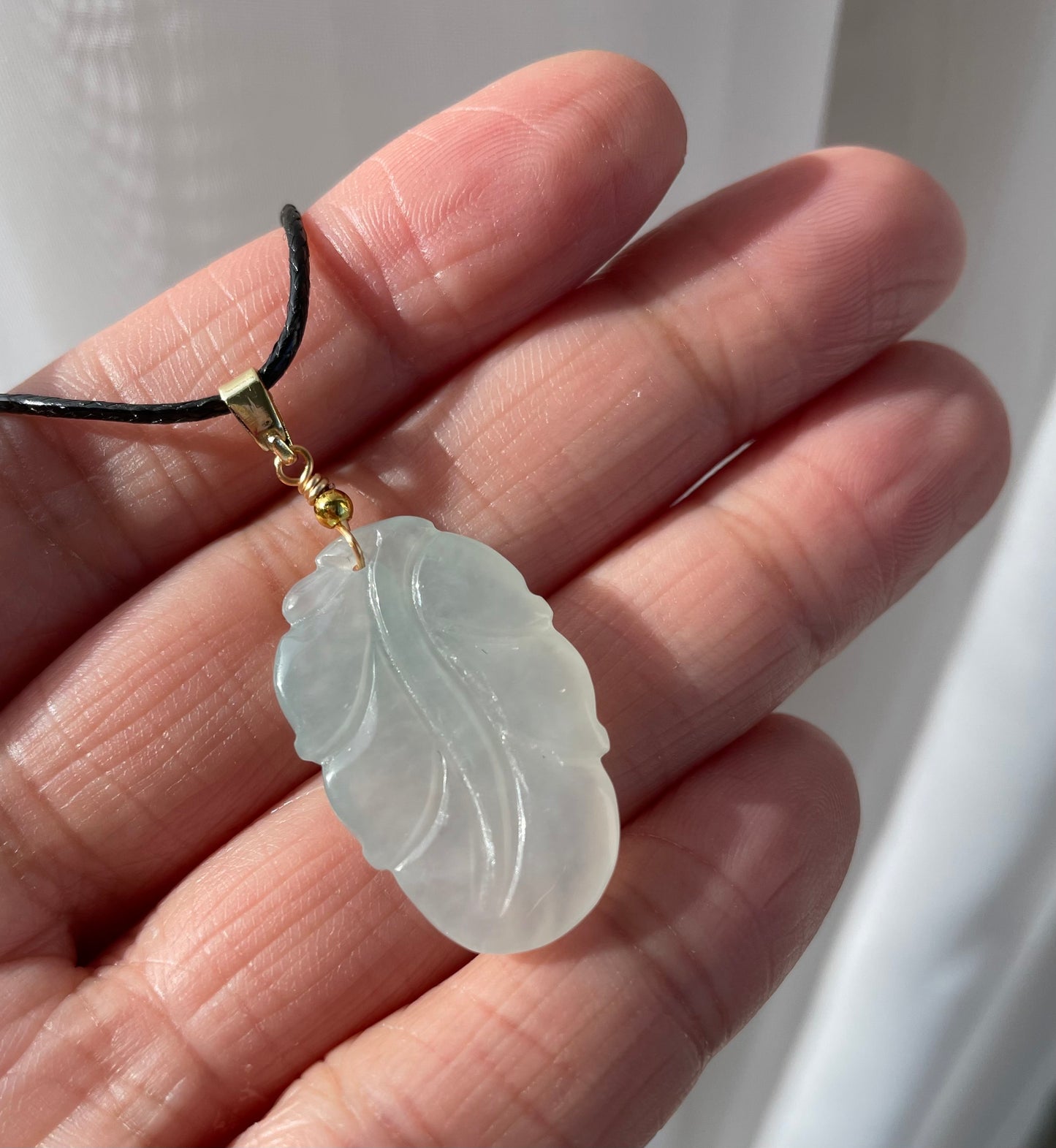 Icy Jadeite Floating Green, 100% Untreated Certified Genuine Type A Burmese Jadeite, Leaf Jadeite Jade Pendant Necklace, Grade A Jadeite, Burma Jadeite