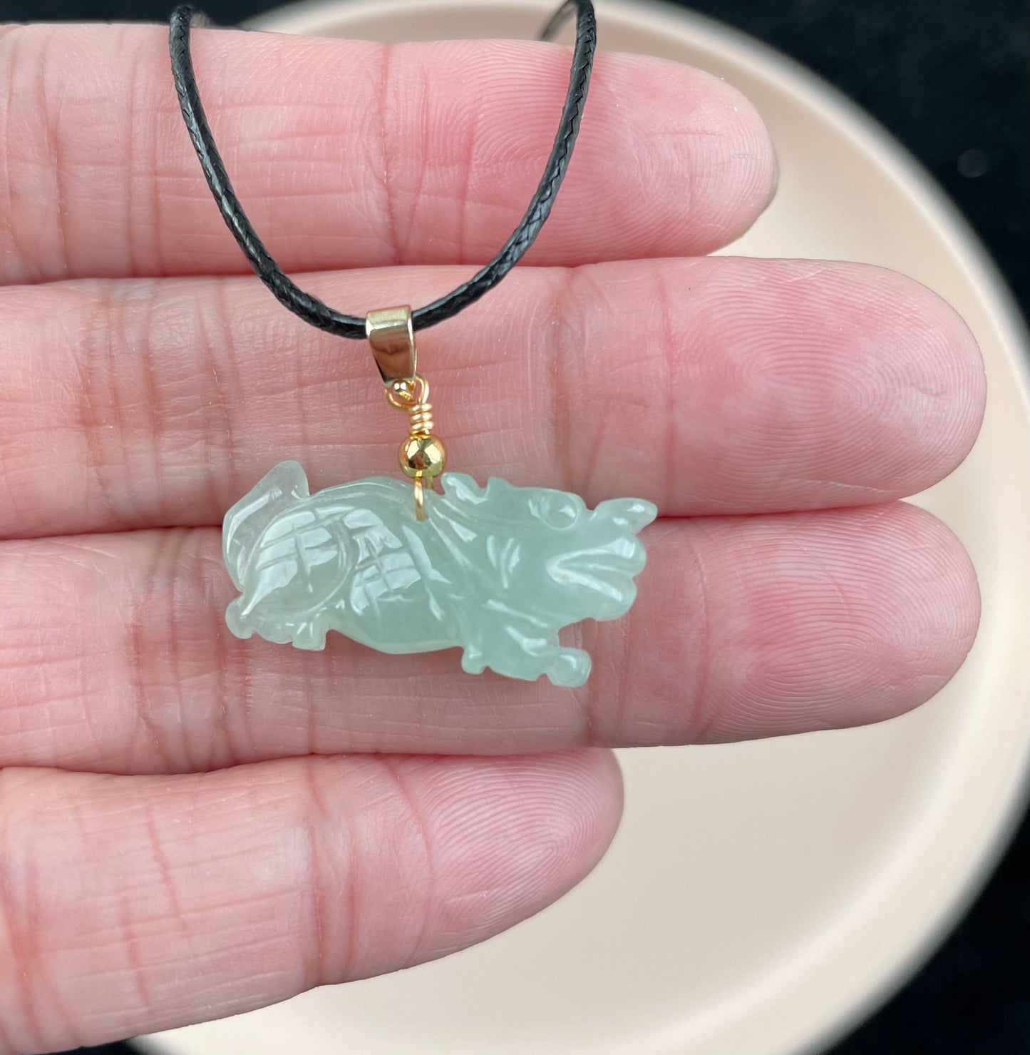 Icy Green Jadeite, 100% Untreated Certified Genuine Type A Burmese Jadeite, Qilin Jadeite Jade Pendant Necklace, Grade A Jadeite, Burma Jadeite