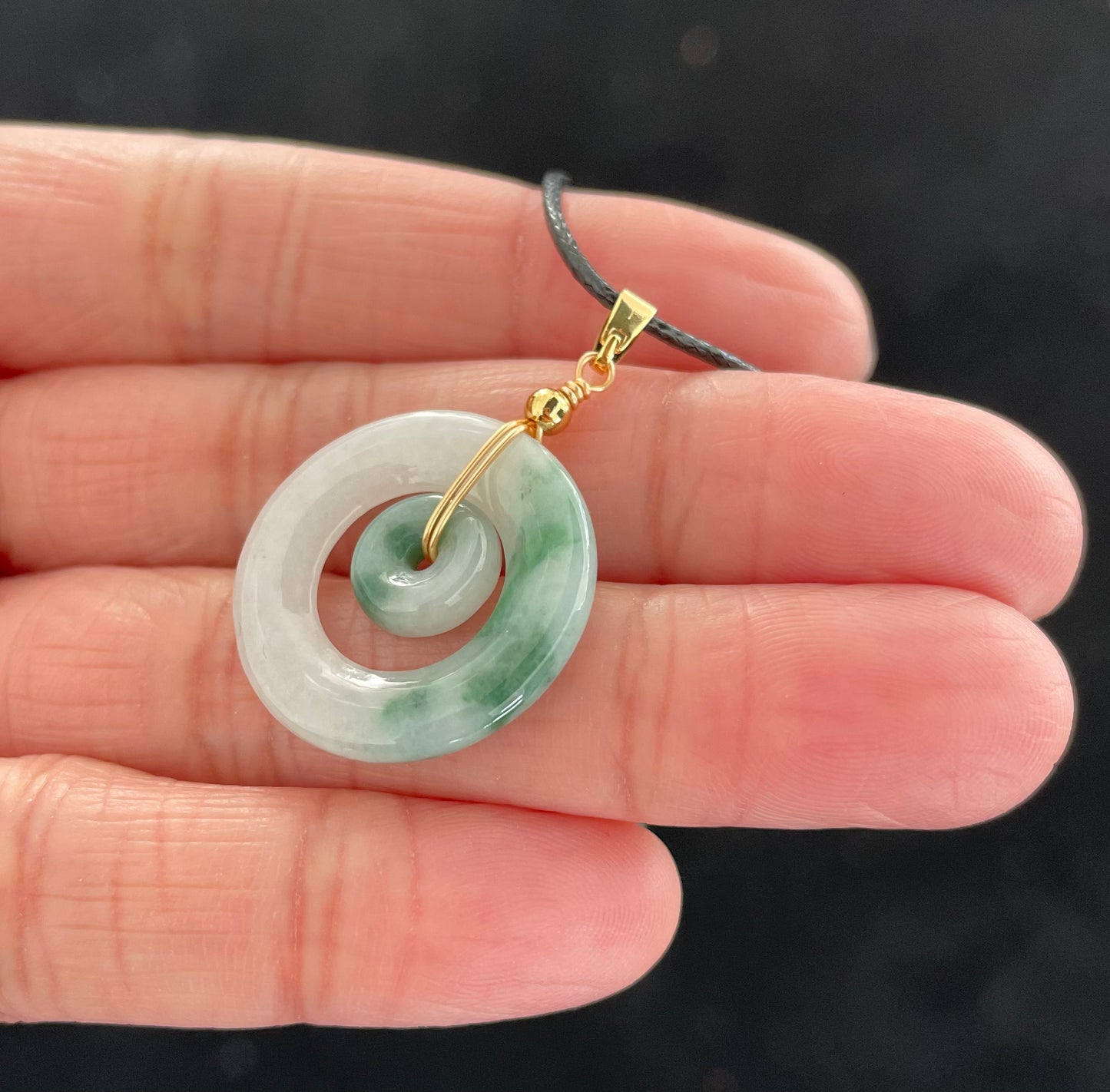 Jadeite Floating Green, 100% Untreated Certified Genuine Type A Burmese Jadeite, Child and Mother Ring Pendant Necklace Jadeite, Grade A Jadeite, Burma Jadeite