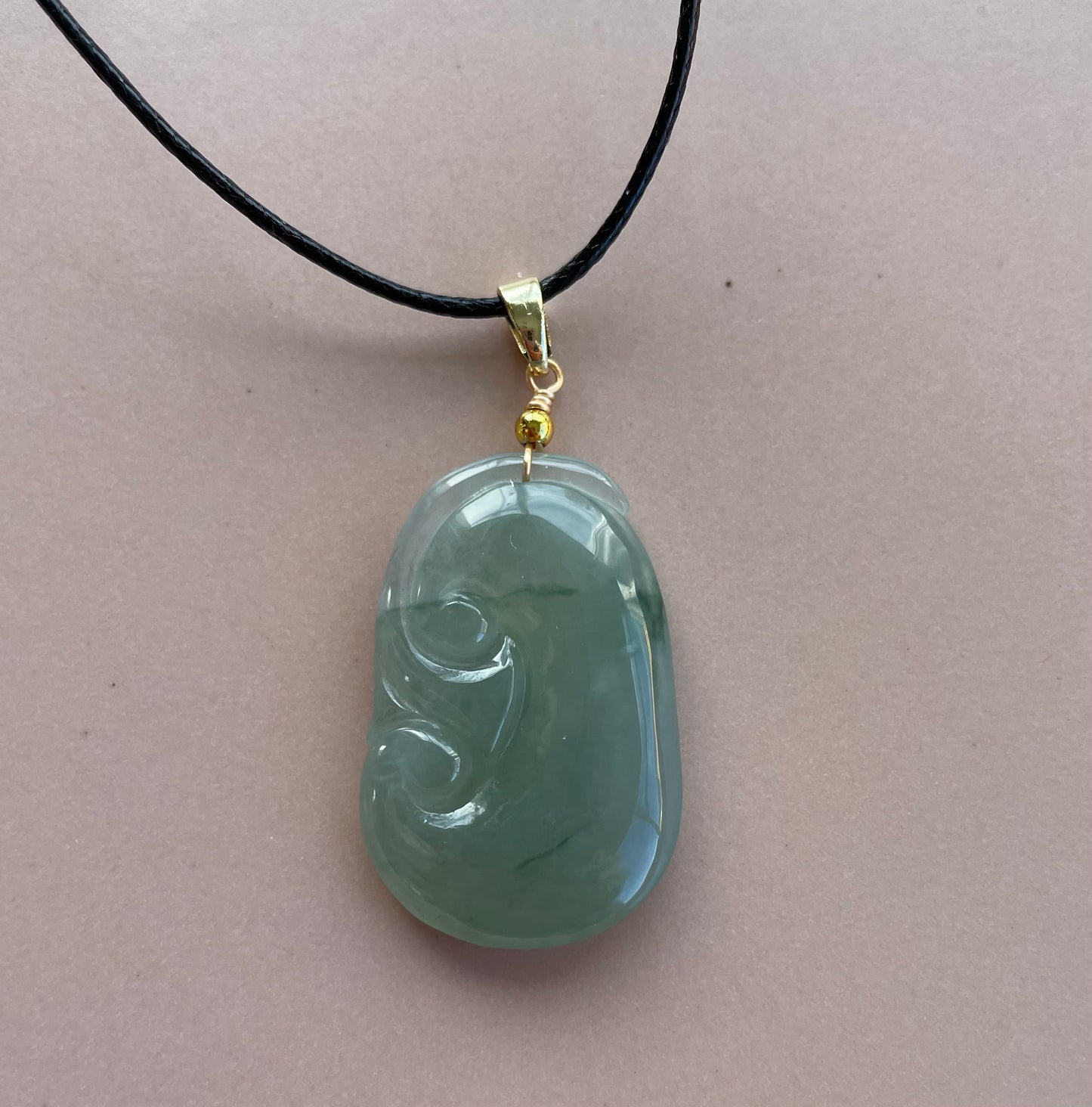 Icy Green Jadeite, 100% Untreated Certified Genuine Type A Burmese Jadeite, Ruyi Jadeite Jade Pendant Necklace, Grade A Jadeite, Burma Jadeite