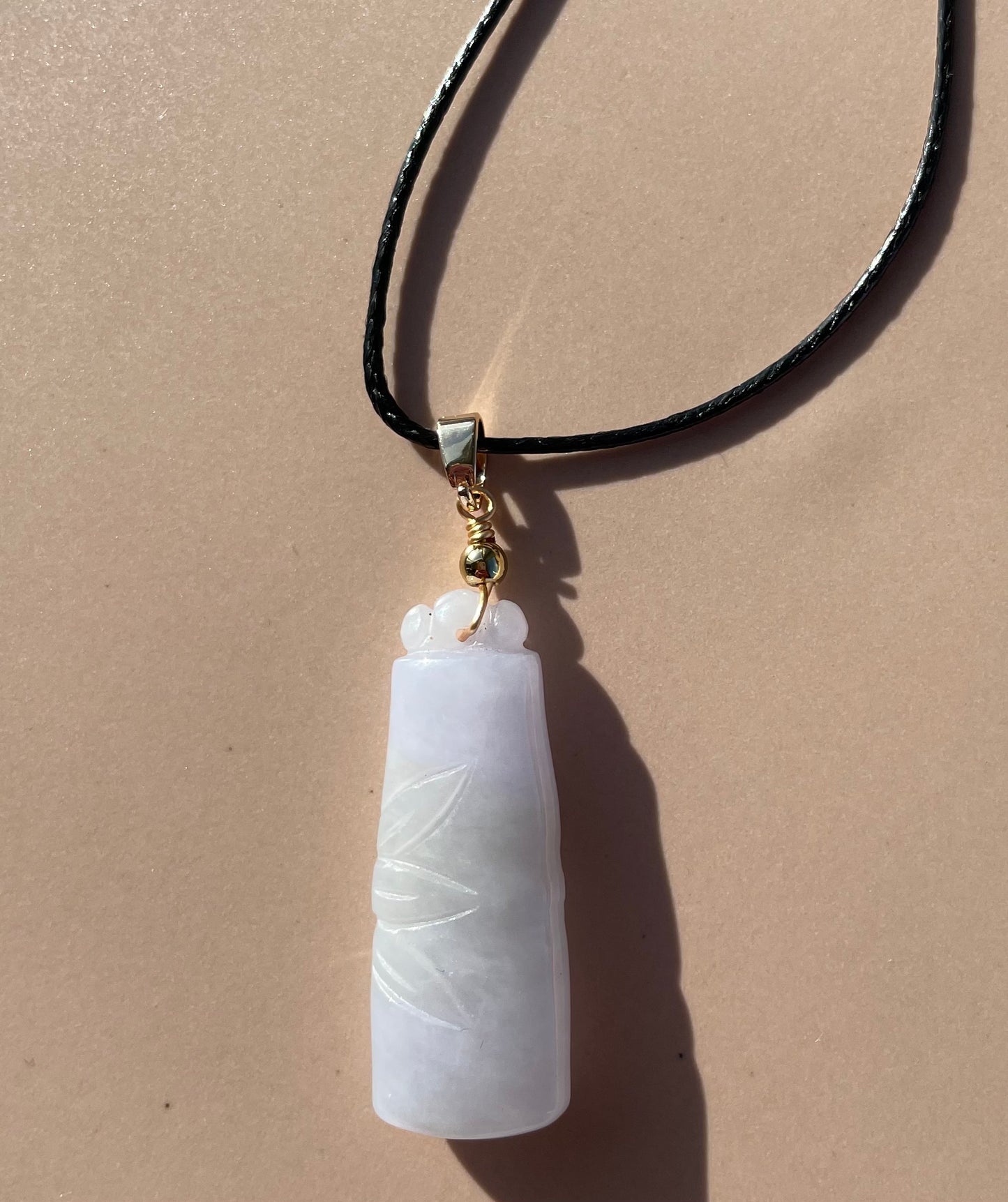 Light Lavender Jadeite, 100% Untreated Certified Genuine Type A Burmese Jadeite, Bamboo Jadeite Jade Pendant Necklace, Grade A Jadeite, Burma Jadeite