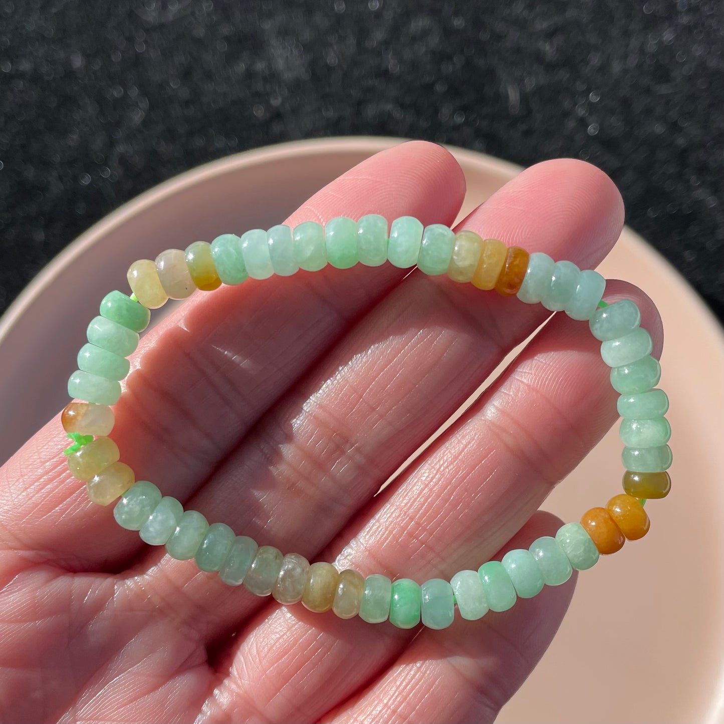 Icy Jadeite, 100% Untreated Certified Genuine Type A Burmese Jadeite, Abacus Jadeite Jade Beads Bracelet, Grade A Jadeite, Burma Jadeite