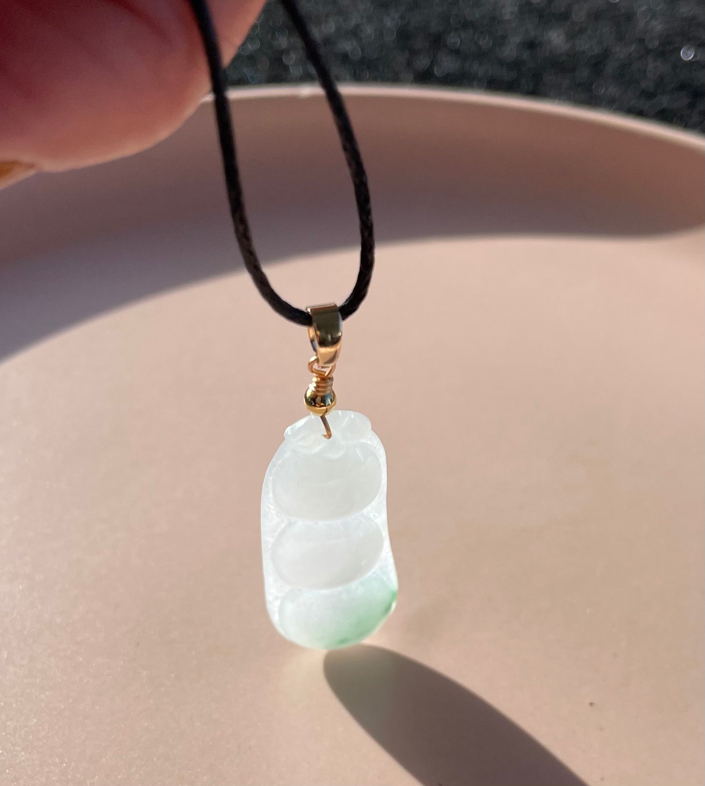 Milky Jadeite Floating Green, 100% Untreated Certified Genuine Type A Burmese Jadeite, Lucky Bean Jadeite Jade Pendant Necklace, Grade A Jadeite, Burma Jadeite