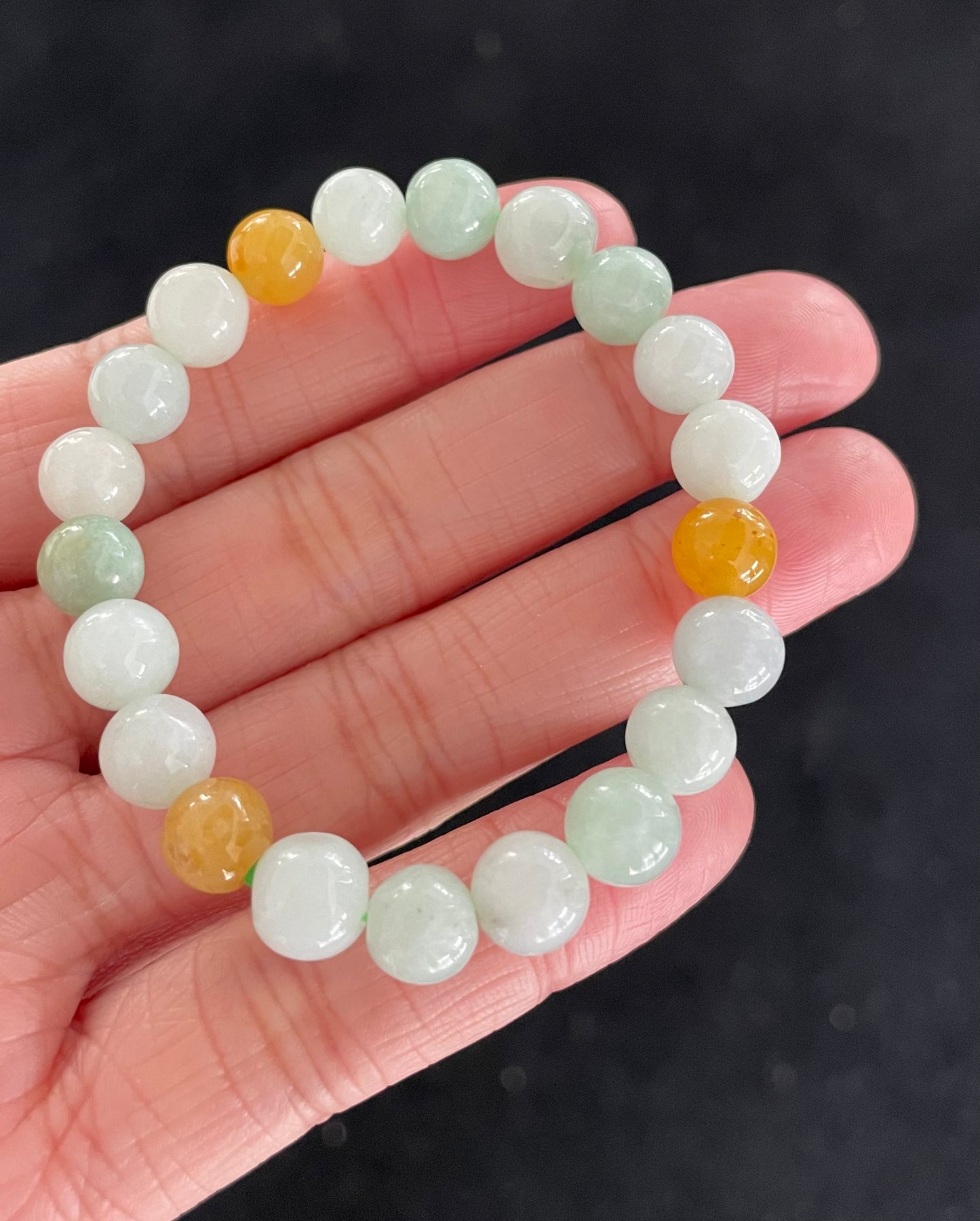 100% Untreated Certified Genuine Type A Burmese Jadeite, Round Jadeite Jade Beads Bracelet, Grade A Jadeite, Burma Jadeite