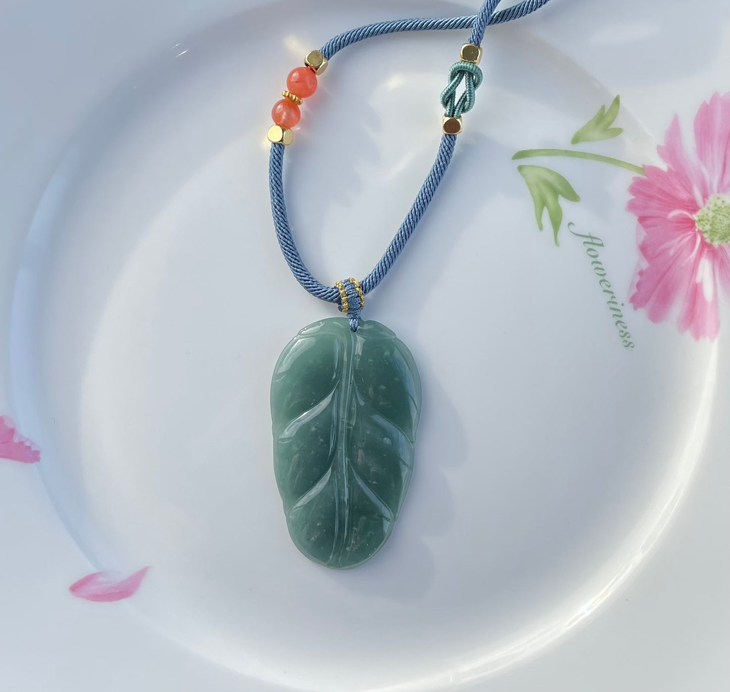 Blue-green Jadeite, 100% Untreated Certified Genuine Type A Guatemala Jadeite, Leaf Jadeite Jade Pendant Necklace, Grade A Jadeite, Guatemala Jadeite