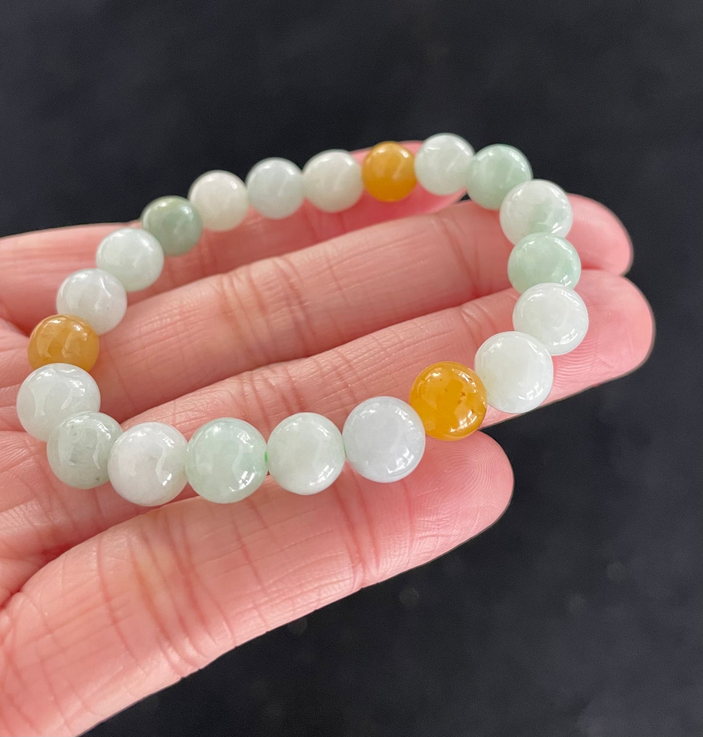 100% Untreated Certified Genuine Type A Burmese Jadeite, Round Jadeite Jade Beads Bracelet, Grade A Jadeite, Burma Jadeite